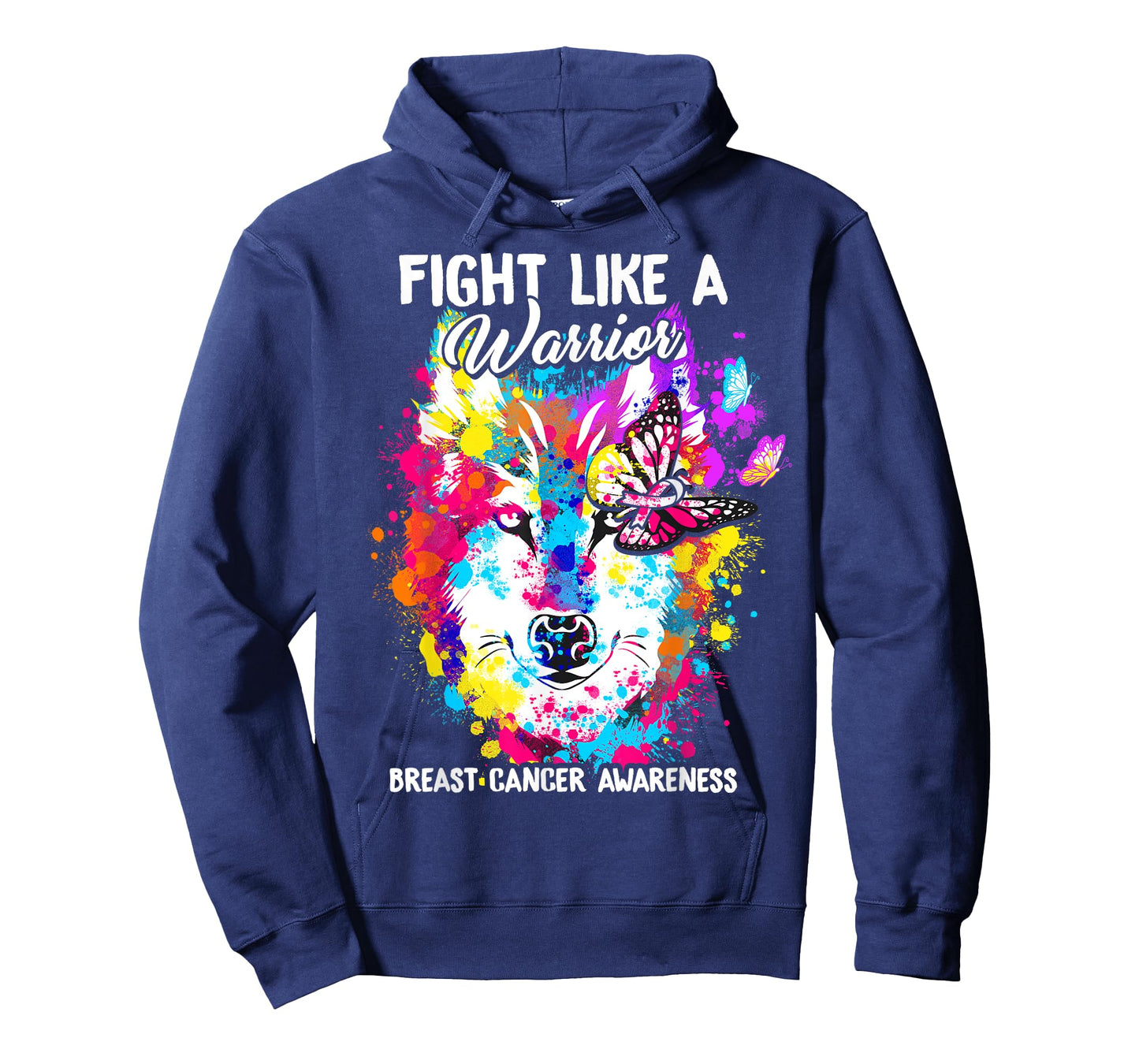 Fight Like A Warrior Breast Cancer Awareness Wolf Butterfly T-Shirt
