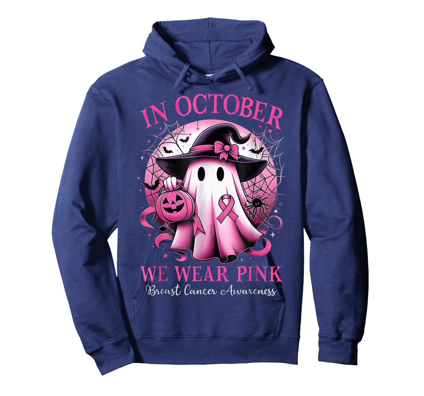 In October We Wear Pink Witch Ghost Breast Cancer Awareness T-Shirt