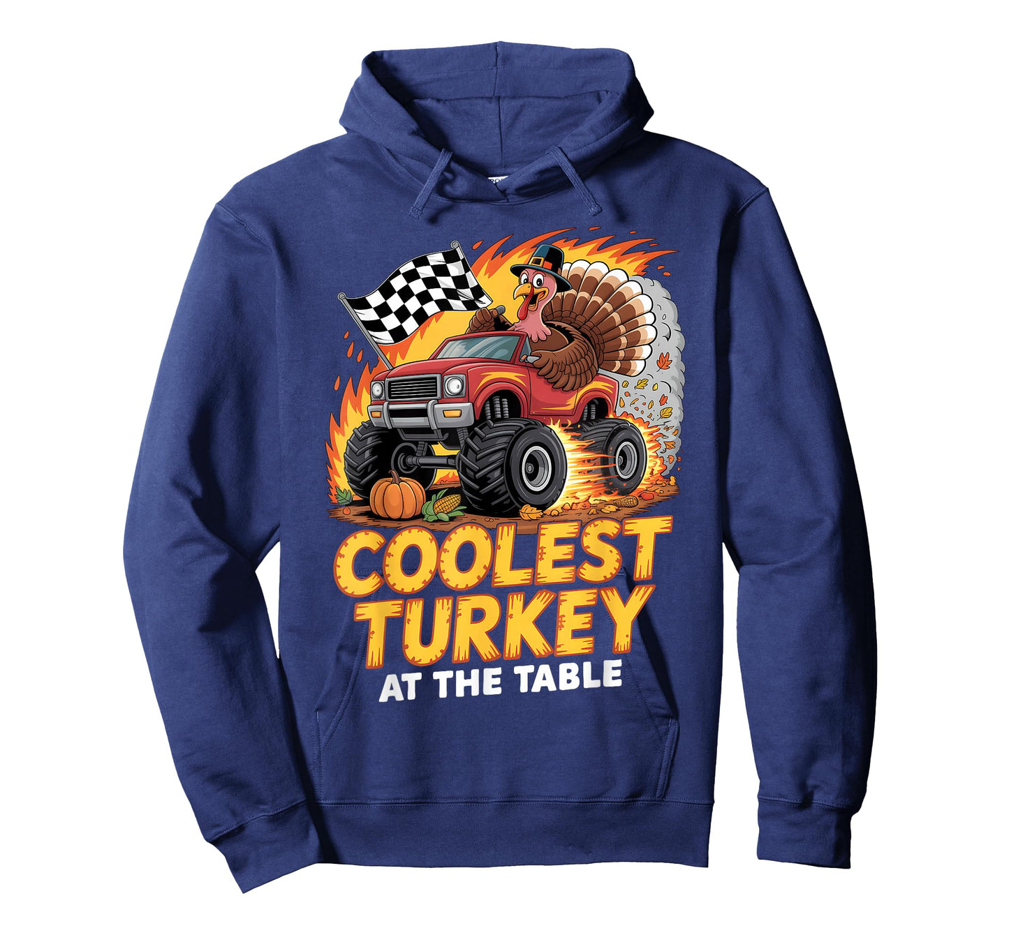 Coolest Turkey at Table Monster Truck Turkey Thanksgiving T-Shirt