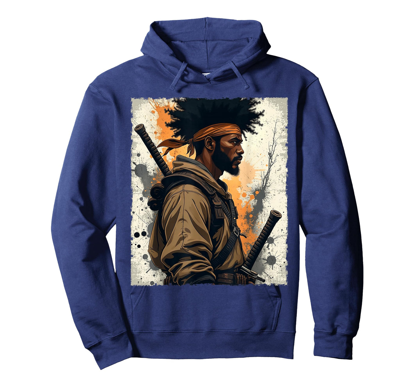 African Samurai Afro American Bushido Warrior Katana Vintage T-Shirt