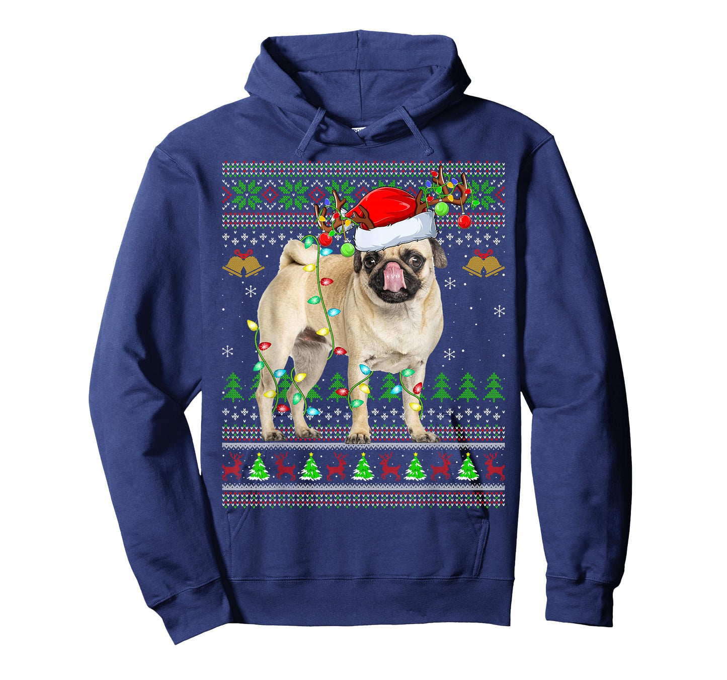 Pug Dogs Ugly Christmas Sweaters Holiday Santa Xmas T-Shirt