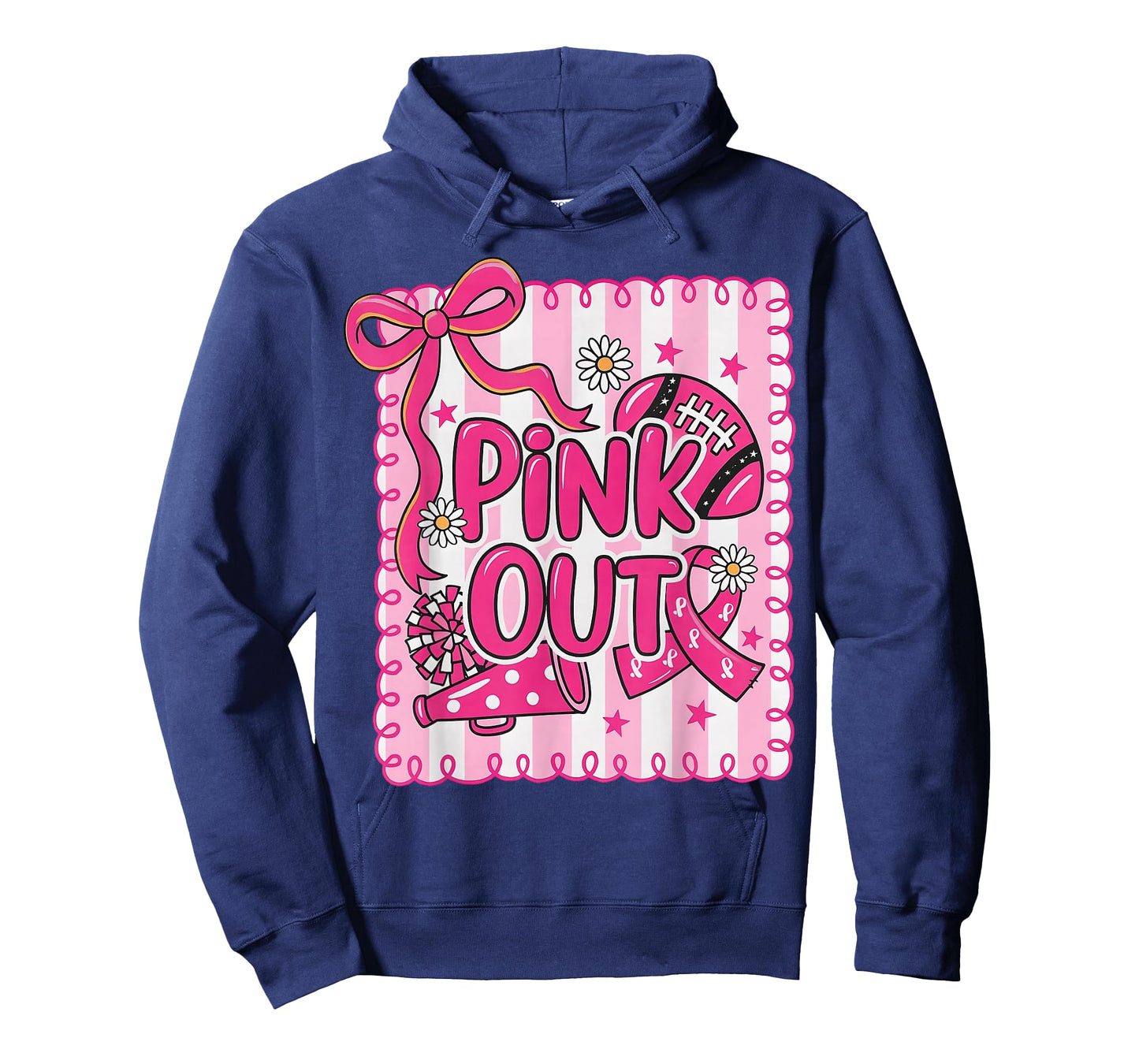 HUGvyn Breast Cancer: Pink Out Football Bow Pink Cheer Women T-Shirt