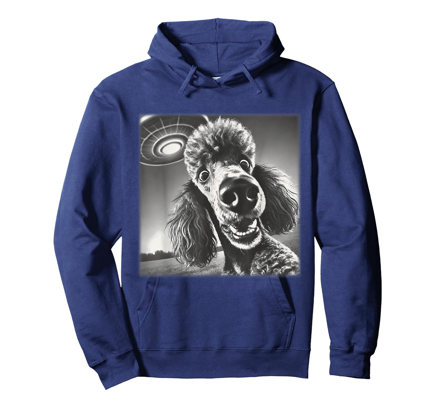 Vintage Poodle Selfie with UFO Alien Photobooth Dog Mom Dad T-Shirt