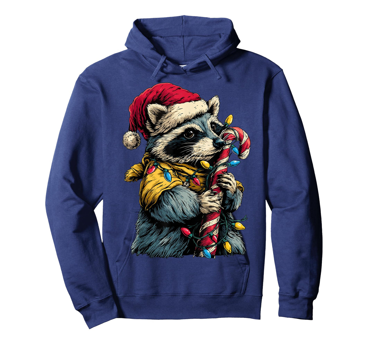 Cute Raccoon with Candy and Christmas Lights Festive Animal T-Shirt
