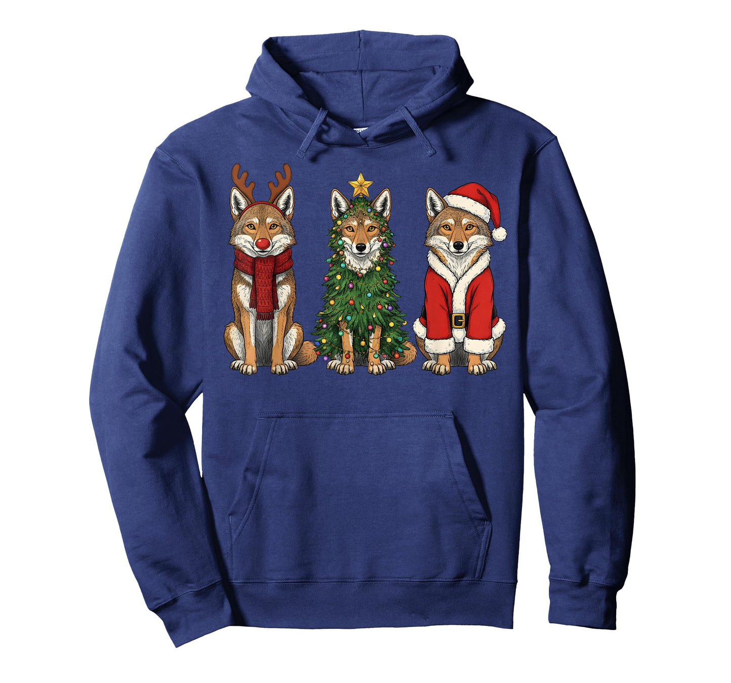 Retro Christmas Coyote Santa Reindeer T-Shirt