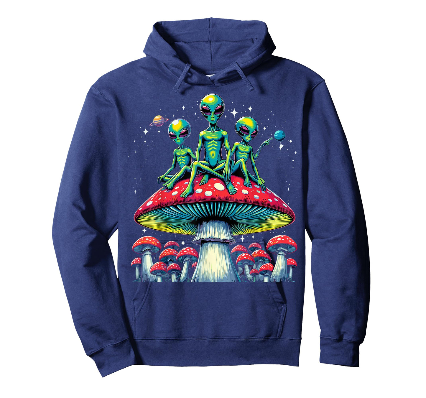 Trippy Alien Mushroom Graphic Tee - Funny Psychedelic Shroom T-Shirt