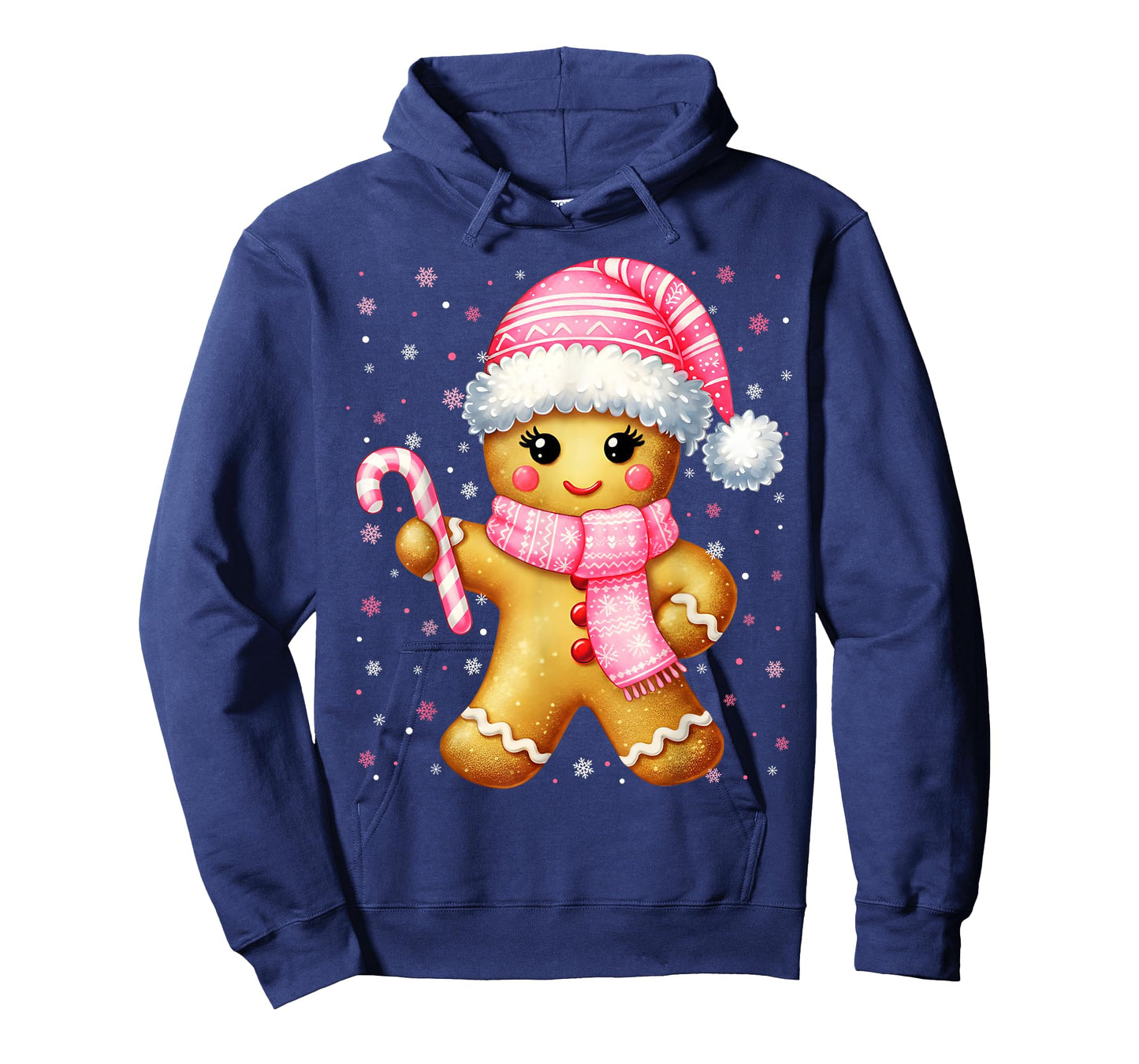 Cute Gingerbread Pink Candy Cane Christmas Xmas Girl Women T-Shirt