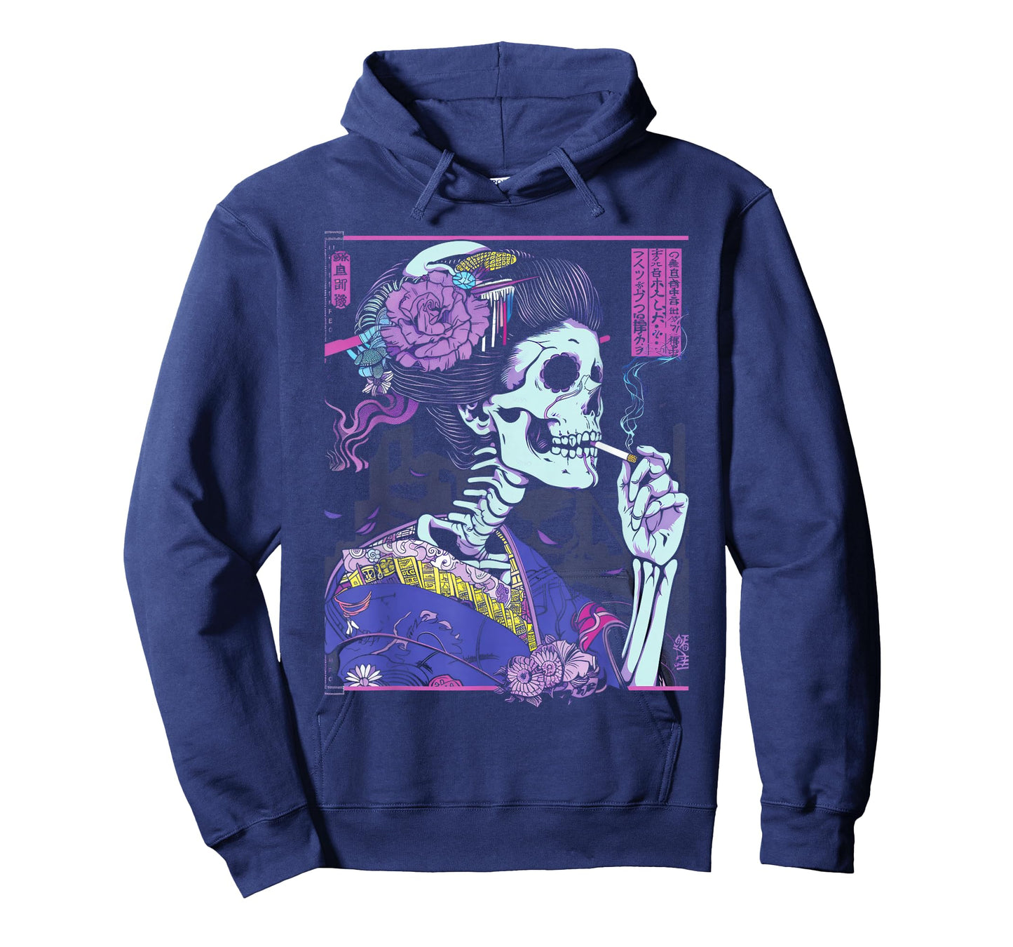 Anime Japanese Goth Cyberpunk City Skull Kimono Vintage T-Shirt