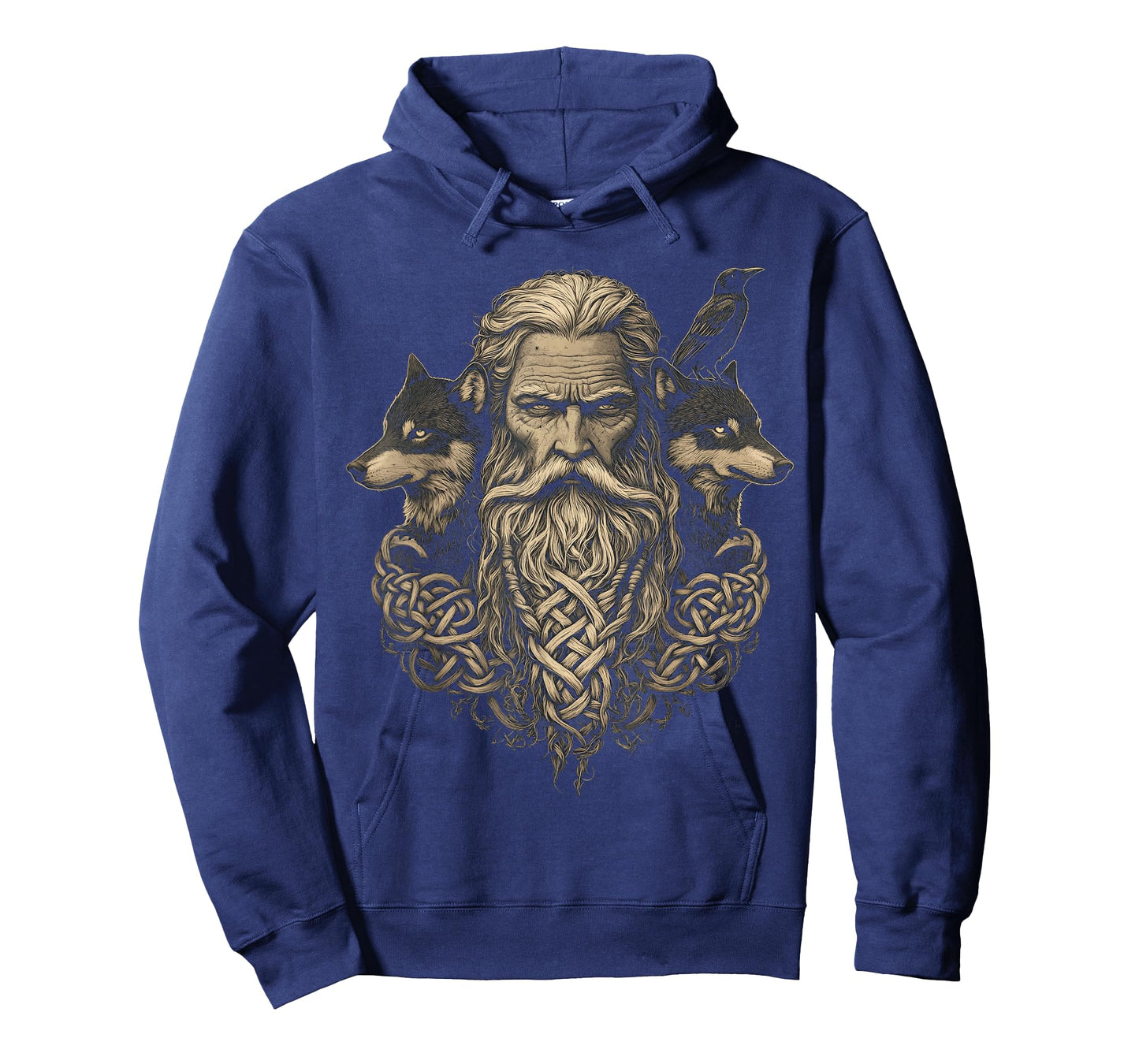 Odin Celtic Viking with Wolf and Odins Raven Valhalla Pagan T-Shirt