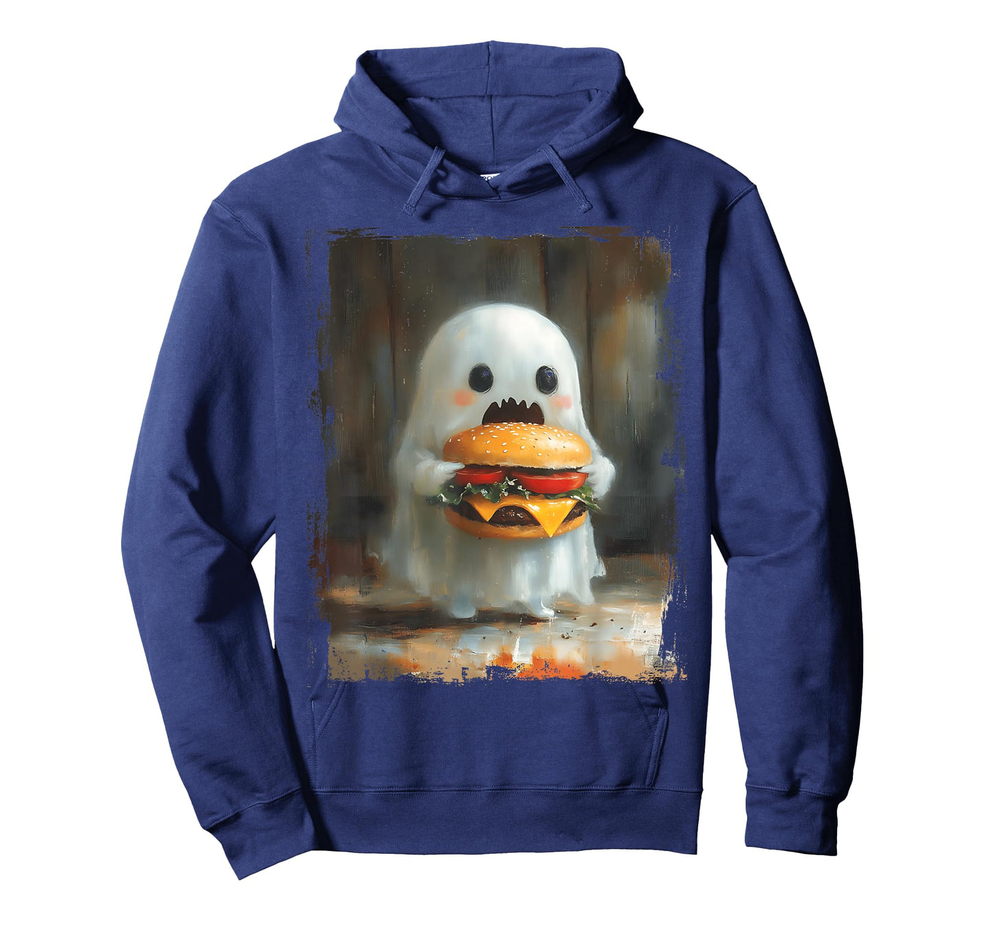 Cute Hamburger Ghost Eating Burger Halloween Food Lovers T-Shirt