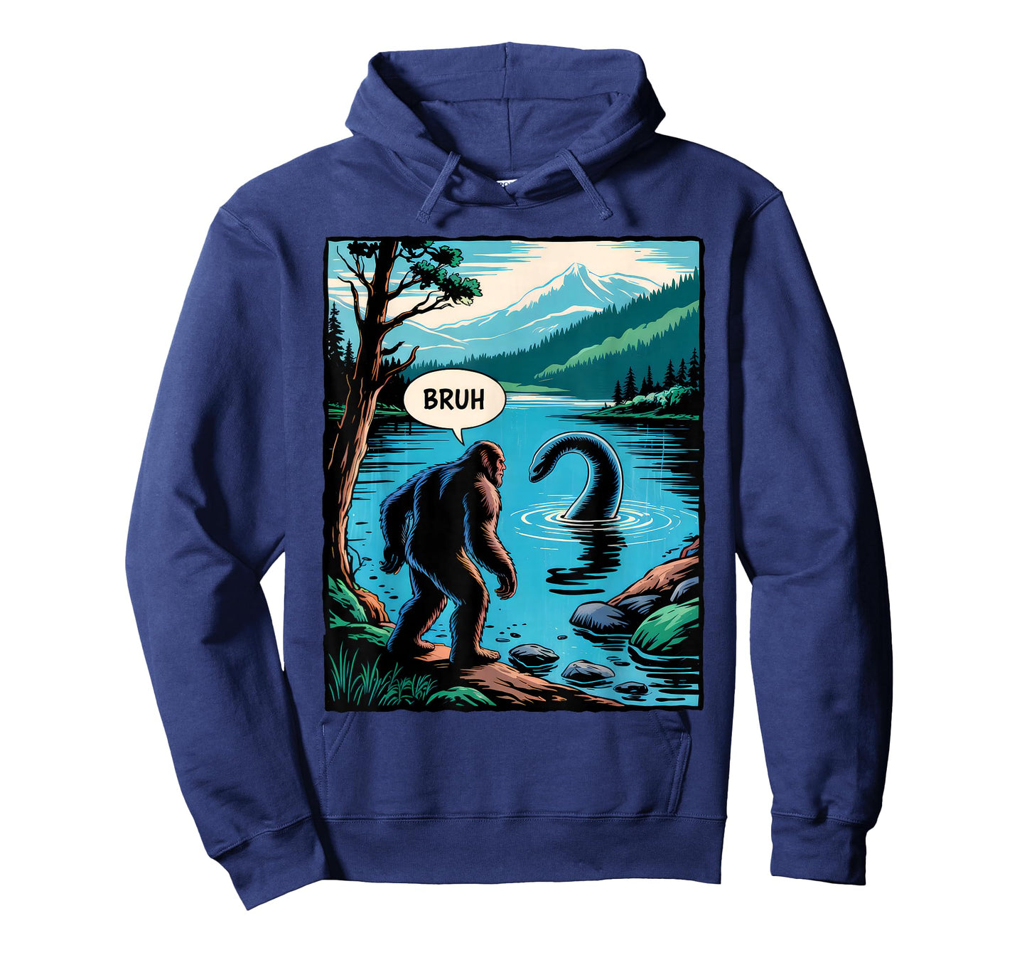 Funny Bigfoot Sasquatch Loch Ness Monster Introvert Bruh T-Shirt