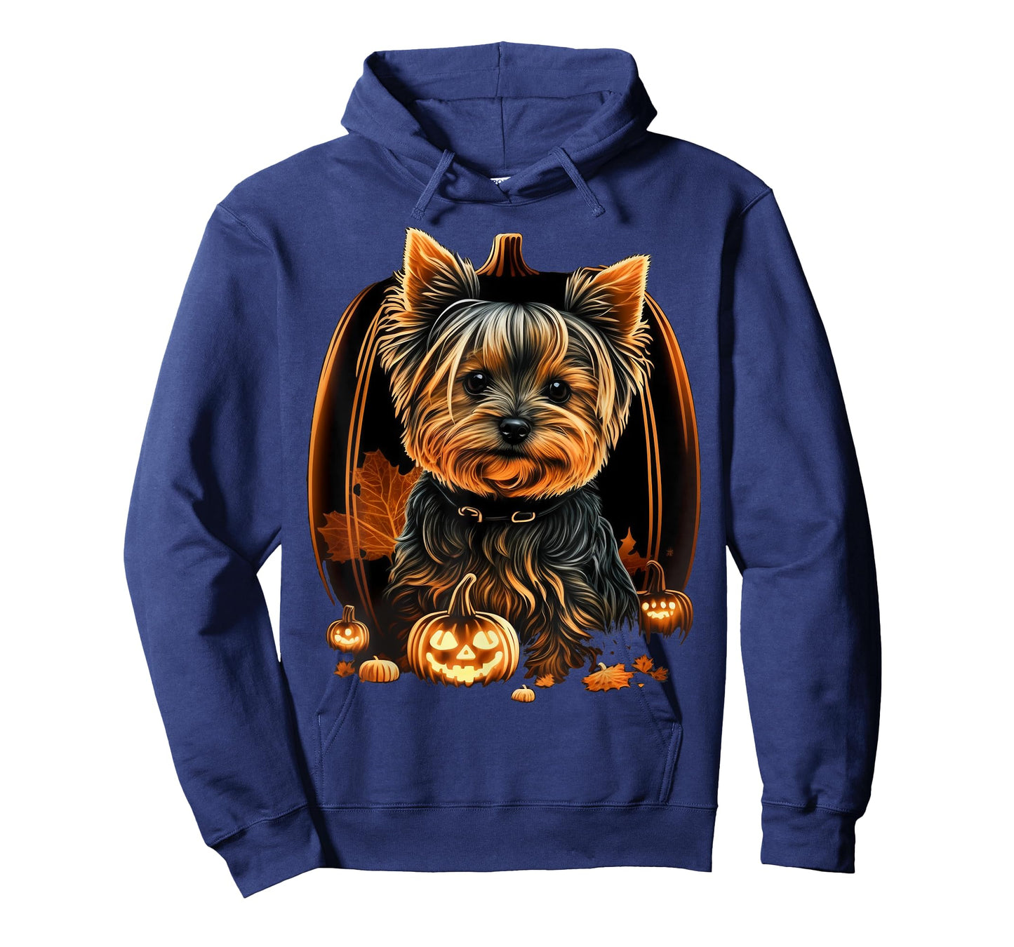 Pumpkin Yorkie Costume on Yorkshire Terrier Halloween T-Shirt