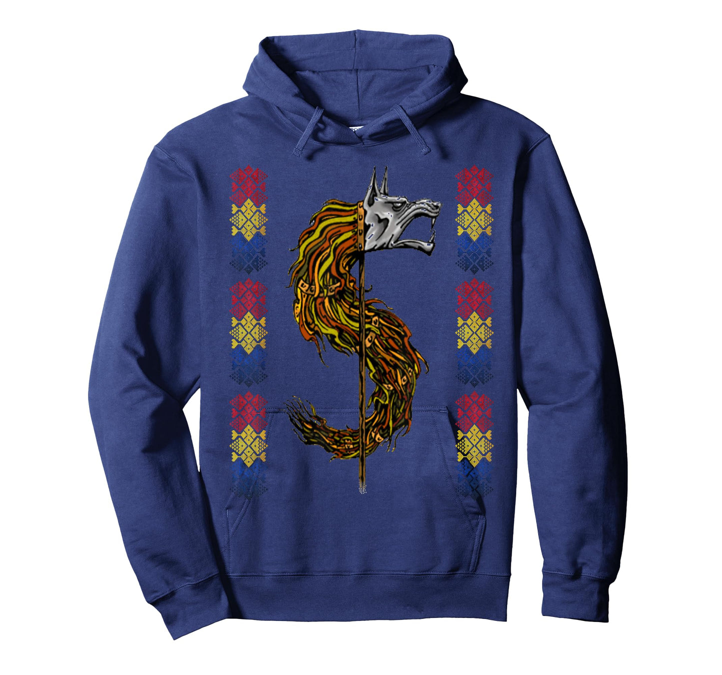 Romanian Flag Traditional Motifs Dacian Wolf T-Shirt