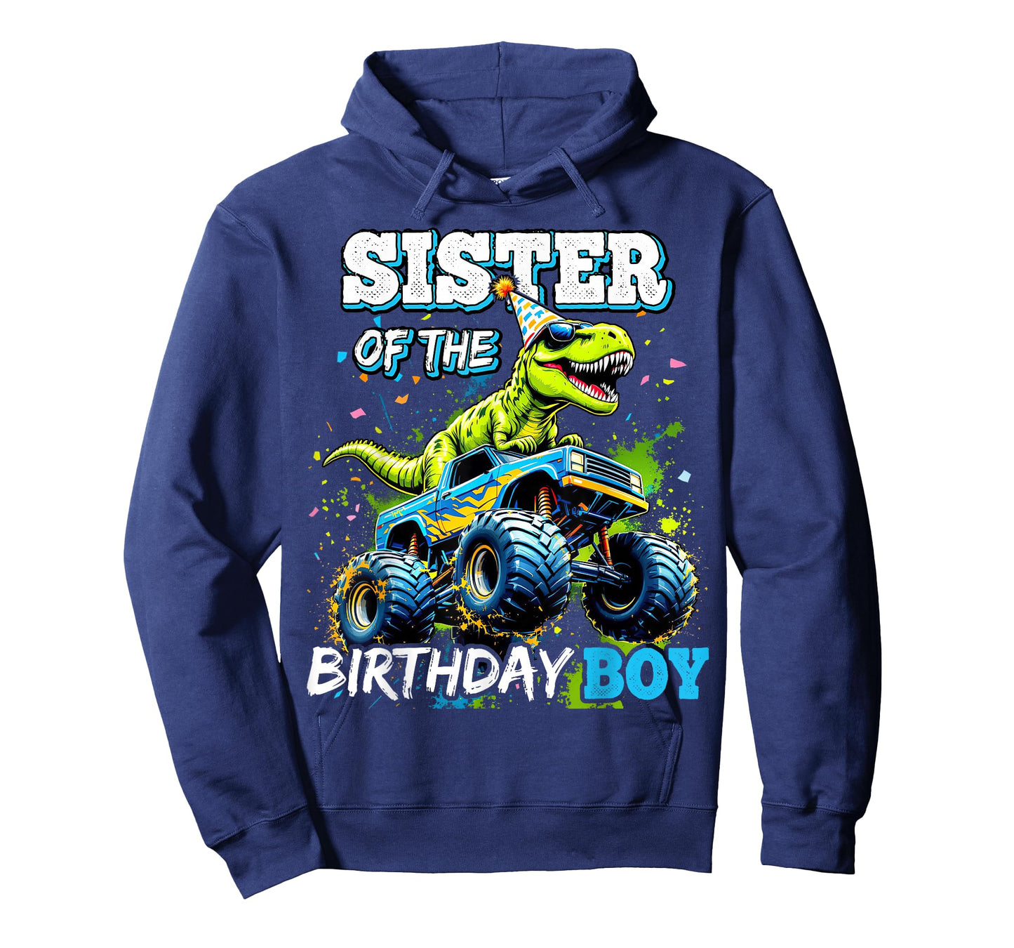 Sister of the Birthday Boy Monster Truck Dinosaur Party T-Shirt
