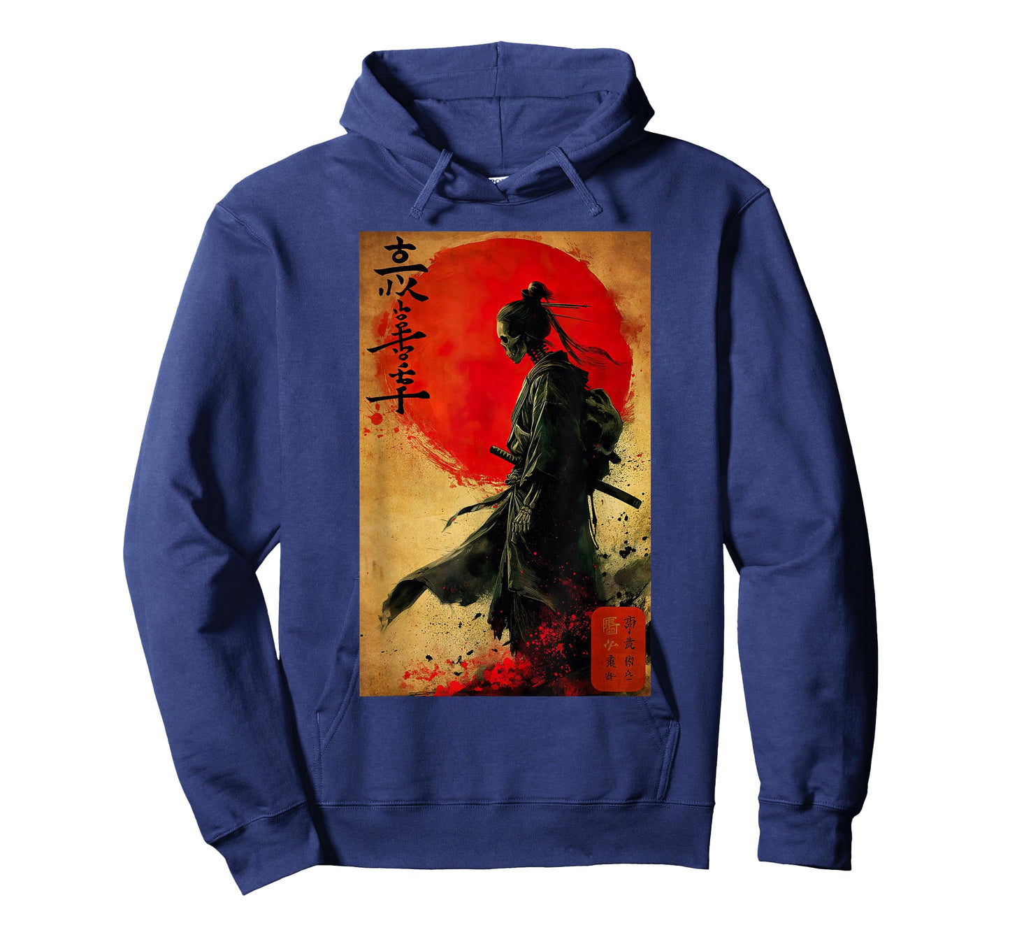 Japanese Woodblock art of a Samurai Skeleton Japan Kanji art T-Shirt