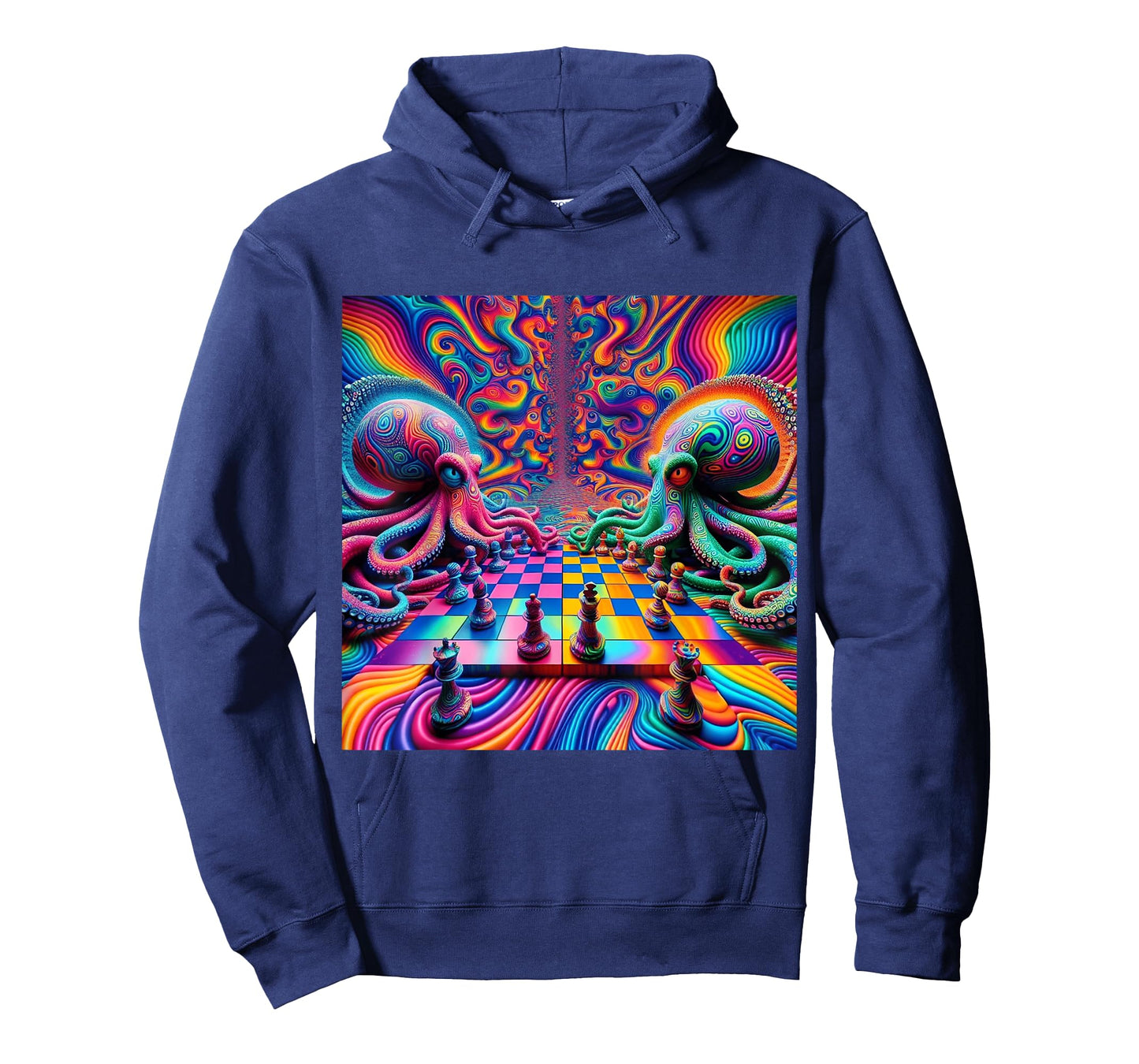 Trippy Octopus Alien Chess Battle EDM Music Rave Festival T-Shirt