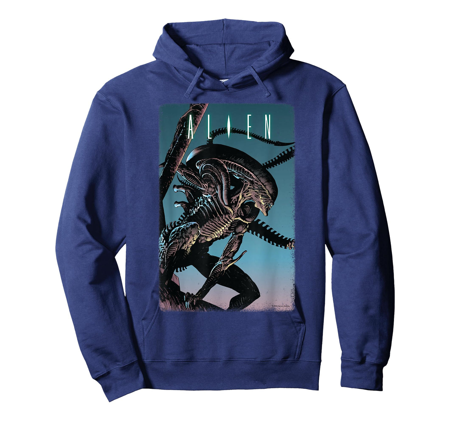 20th Century Fox Alien Xenomorph Illustrated Poster T-Shirt - Unisex-Adult, Classic Fit, Short Sleeve, Black