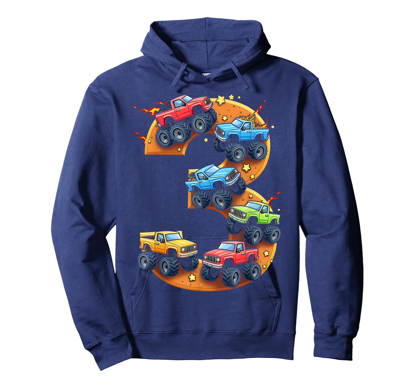3 Year Old Monster Truck Boy Toddler 3rd Birthday Party T-Shirt