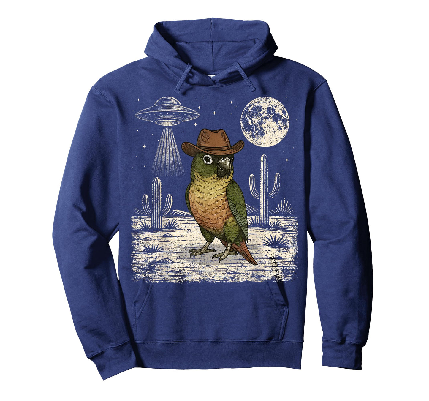 Funny Green Cheek Conure Parrot Cowboy Western UFO T-Shirt
