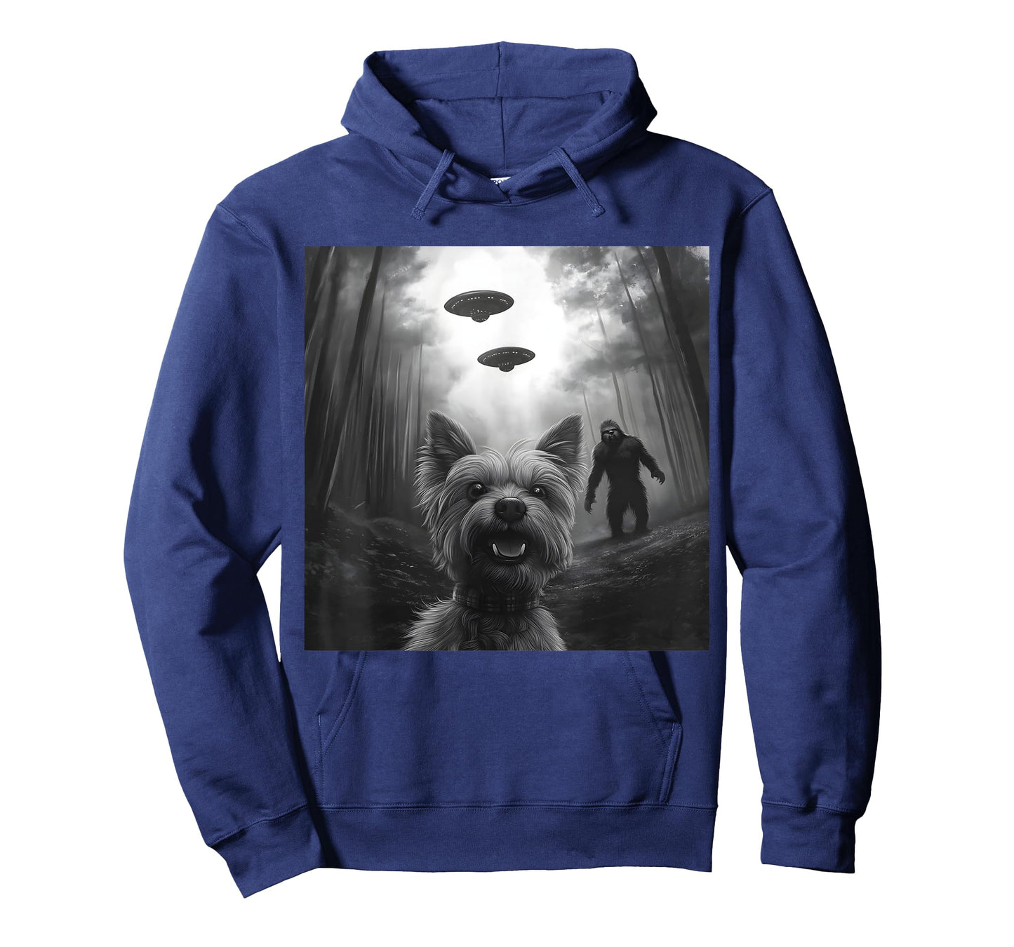 Yorkie vs. Bigfoot – Funny Yorkshire Terrier Alien Encounter T-Shirt