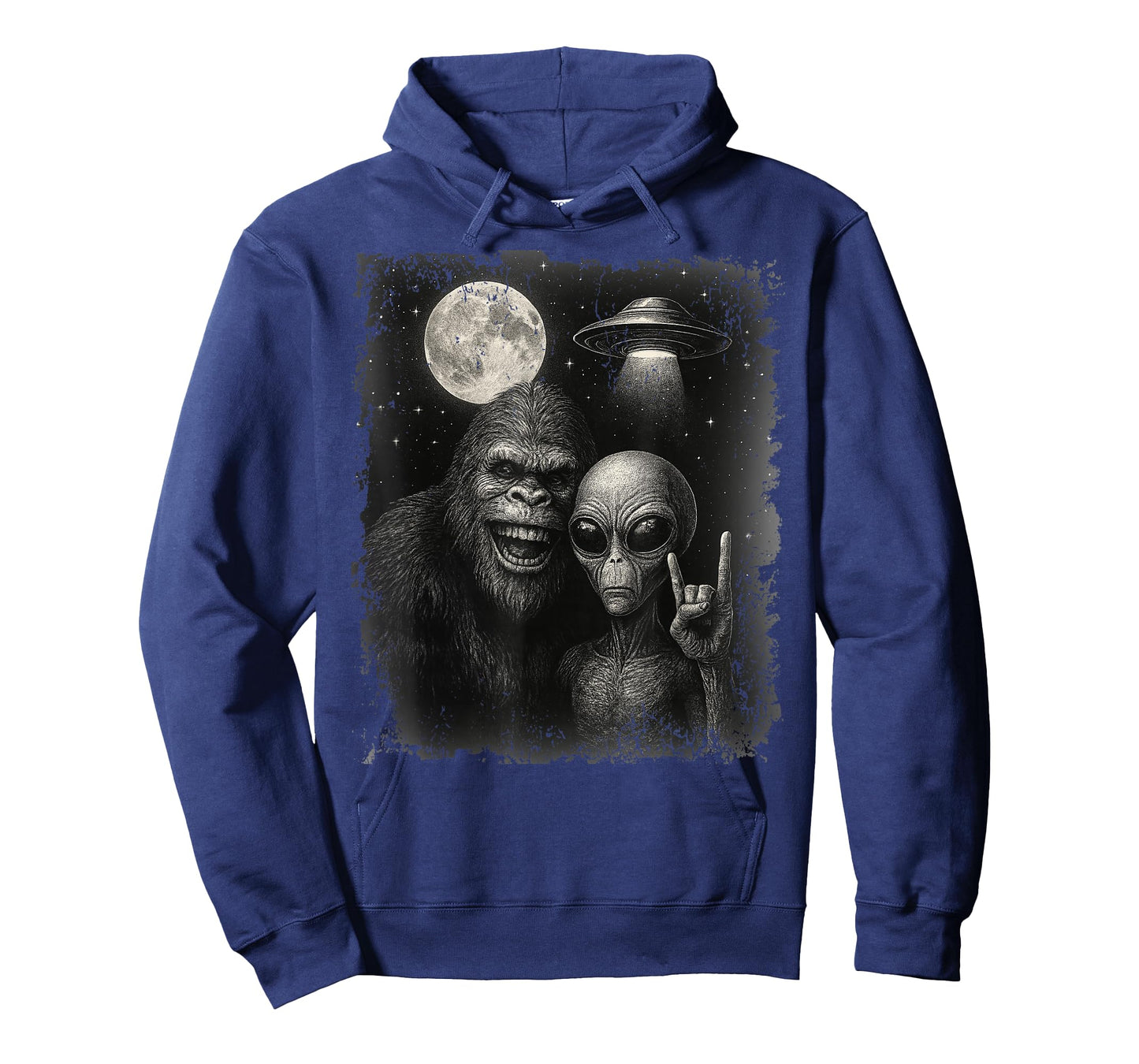 Funny Grunge Alien Selfie with Rock Bigfoot & UFO T-Shirt