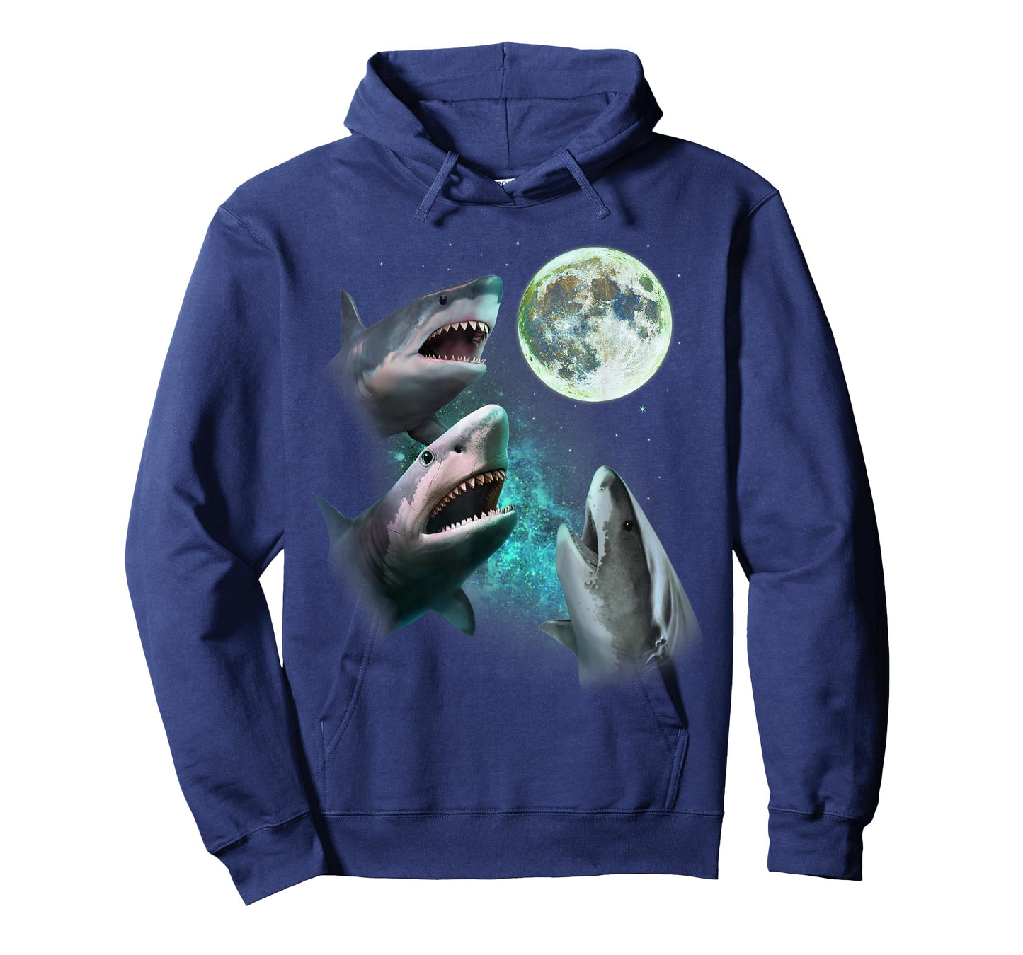 Three Great White Sharks Howl at Moon 3 Wolfs Funny Parody T-Shirt