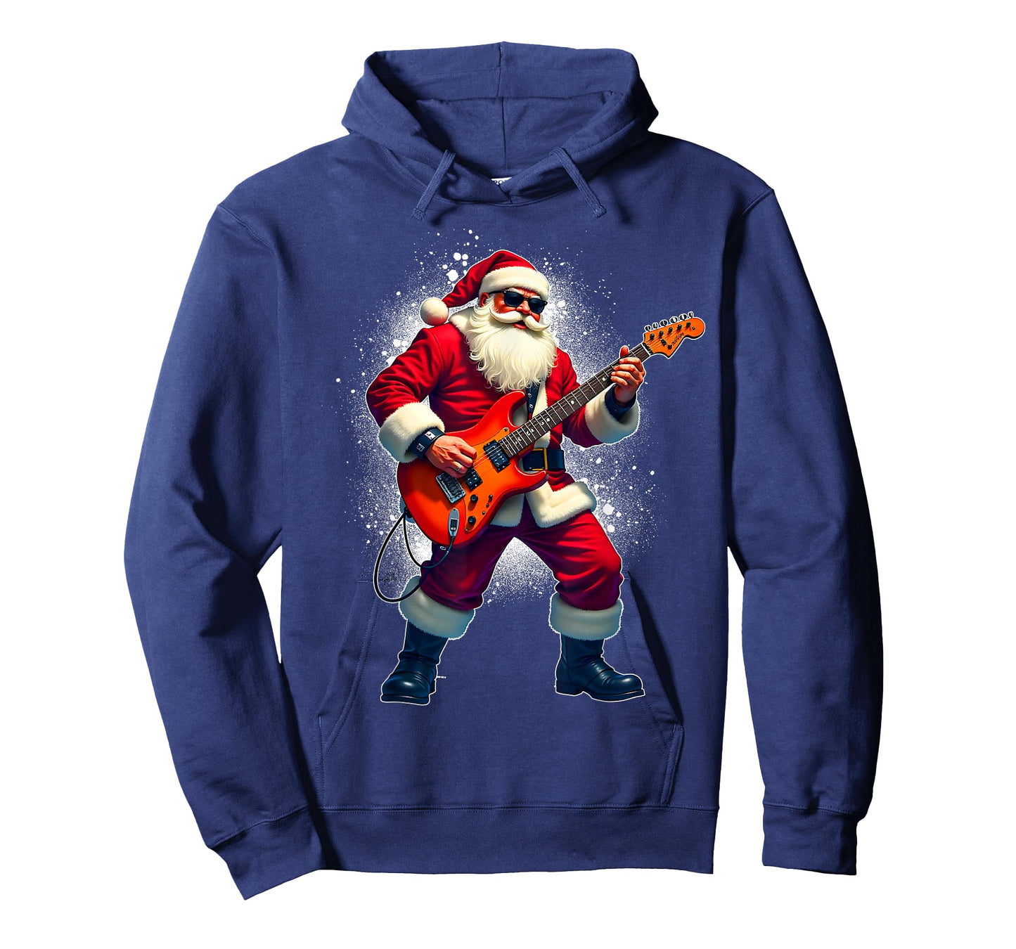 Santa Playing Guitar Merry Christmas Pajamas Xmas Party Men T-Shirt