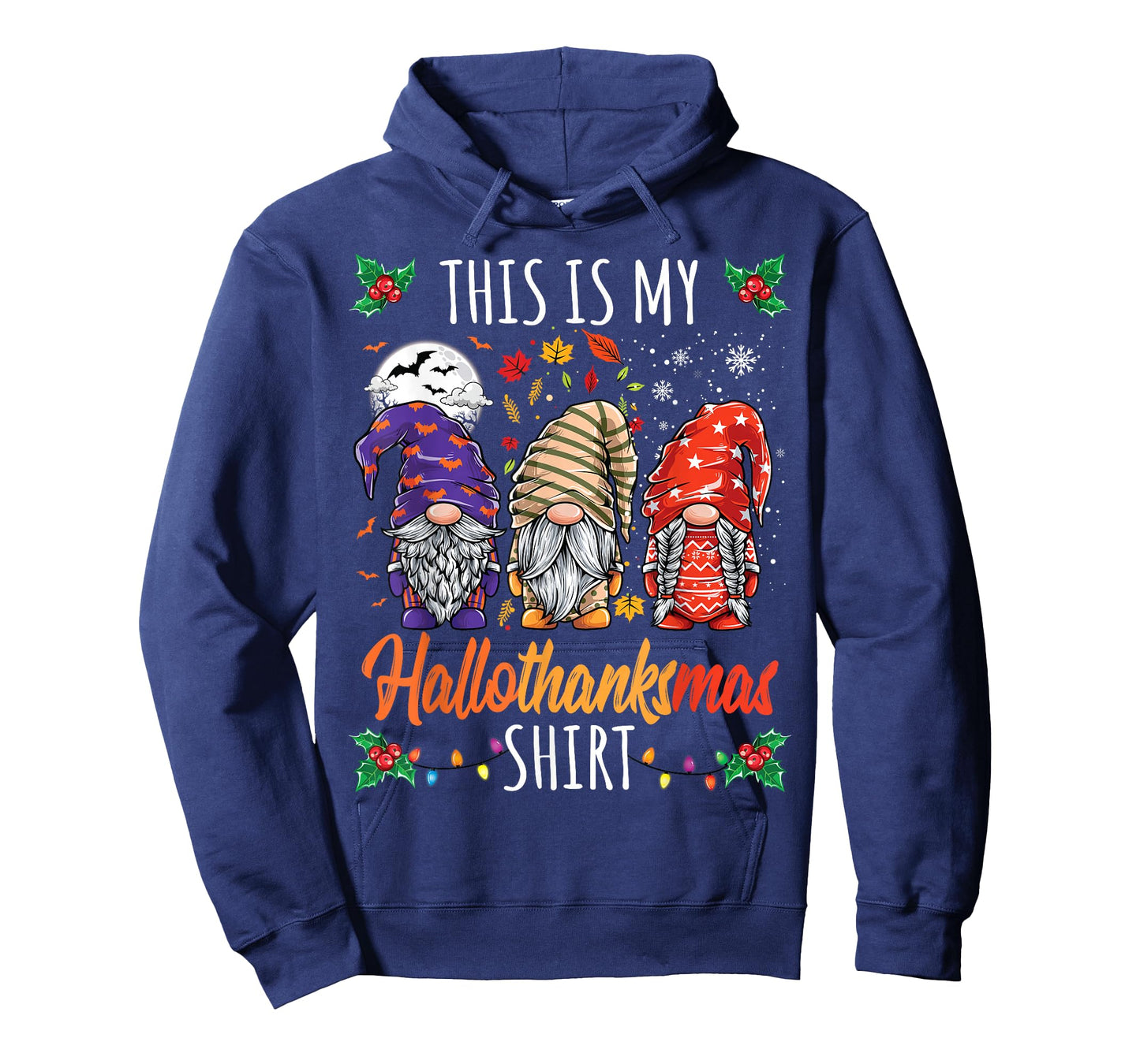 Halloween Thanksgiving Christmas Funny Hallothanksmas Gnomes T-Shirt