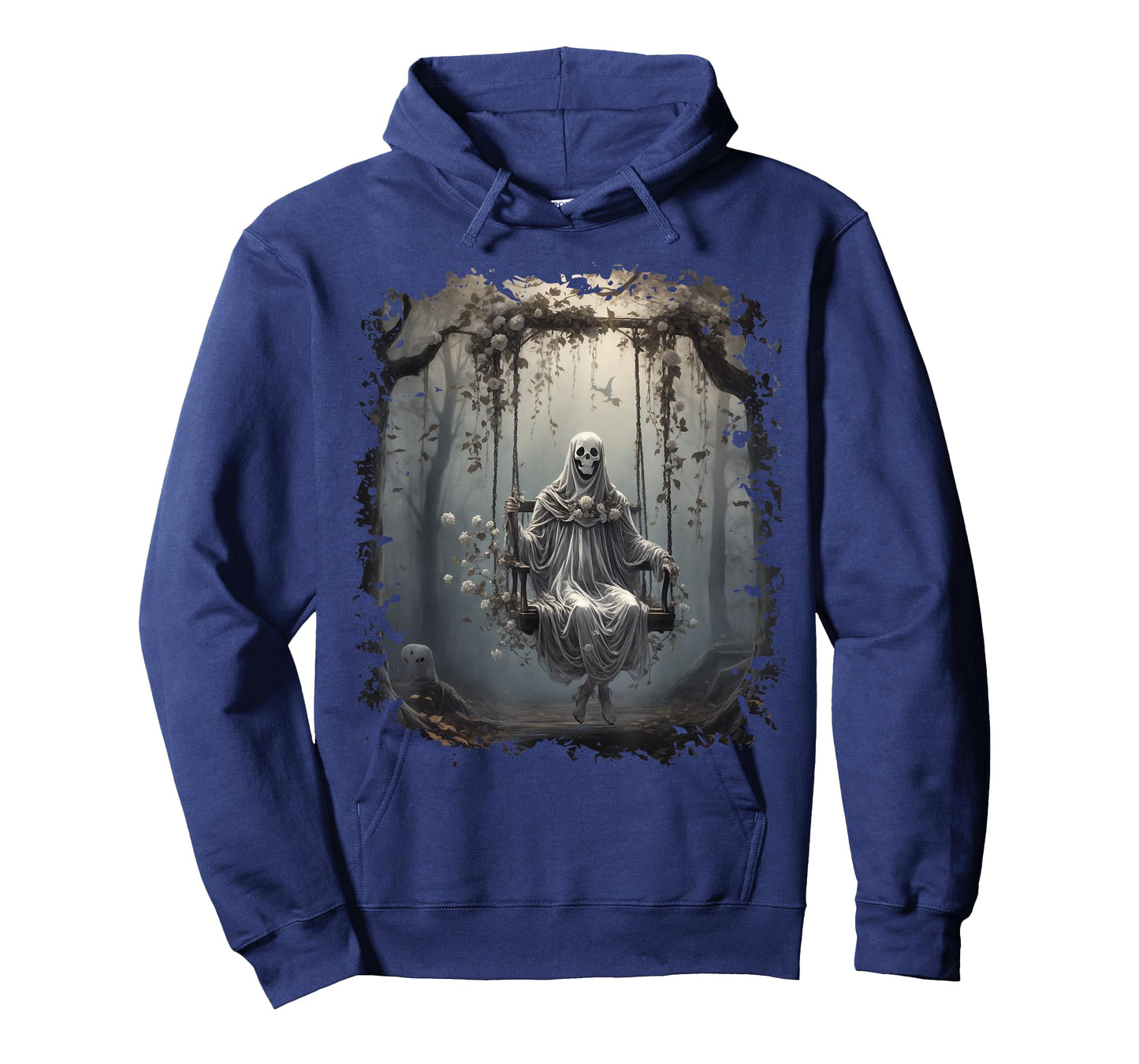 Vintage Floral Ghost On Swing In Forest Halloween Gothic T-Shirt