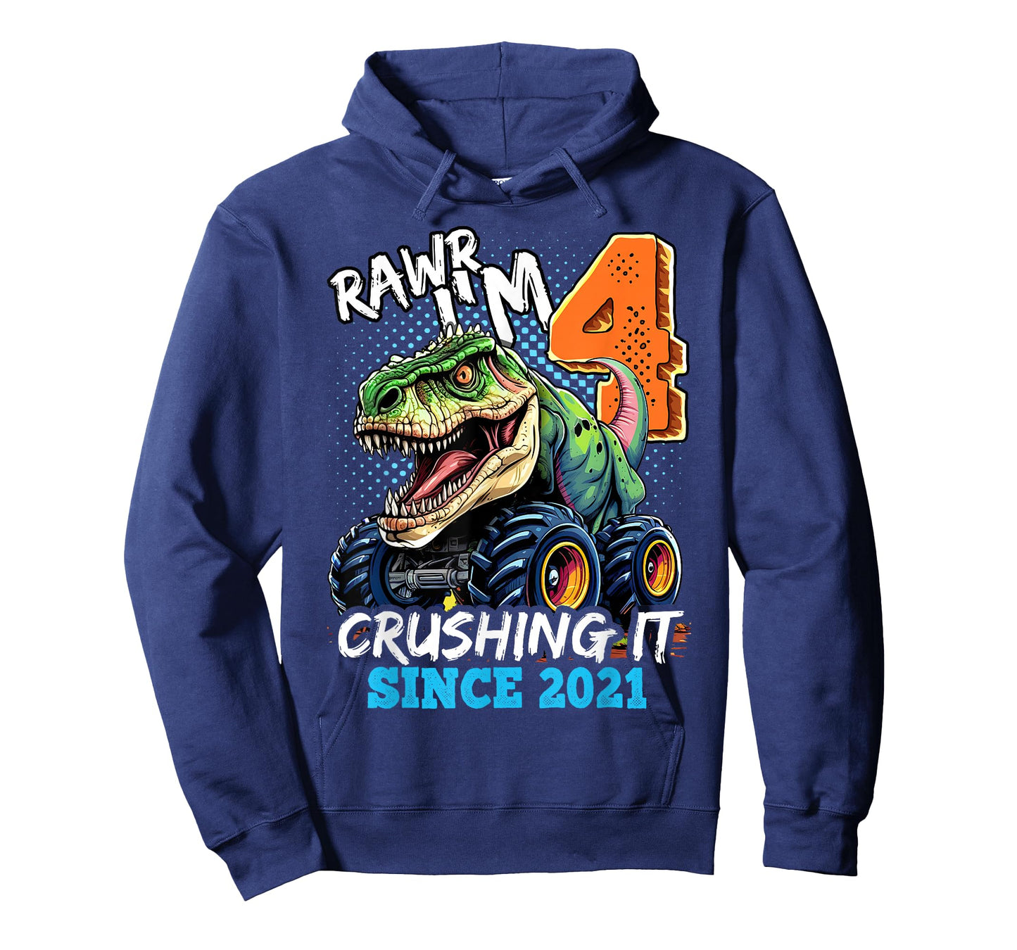 4th Birthday Monster Truck Dinosaur Party Boys Rawr I'm 4 T-Shirt
