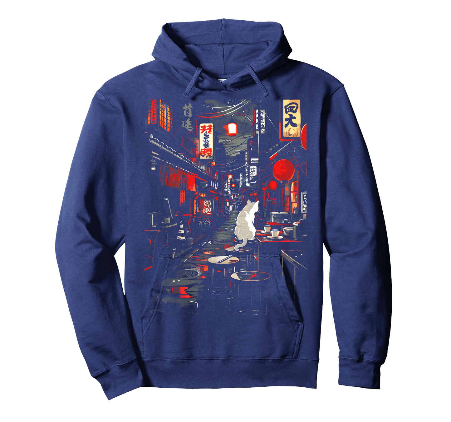 Japanese City Vintage Cat Sushi Japanese street Men Women T-Shirt