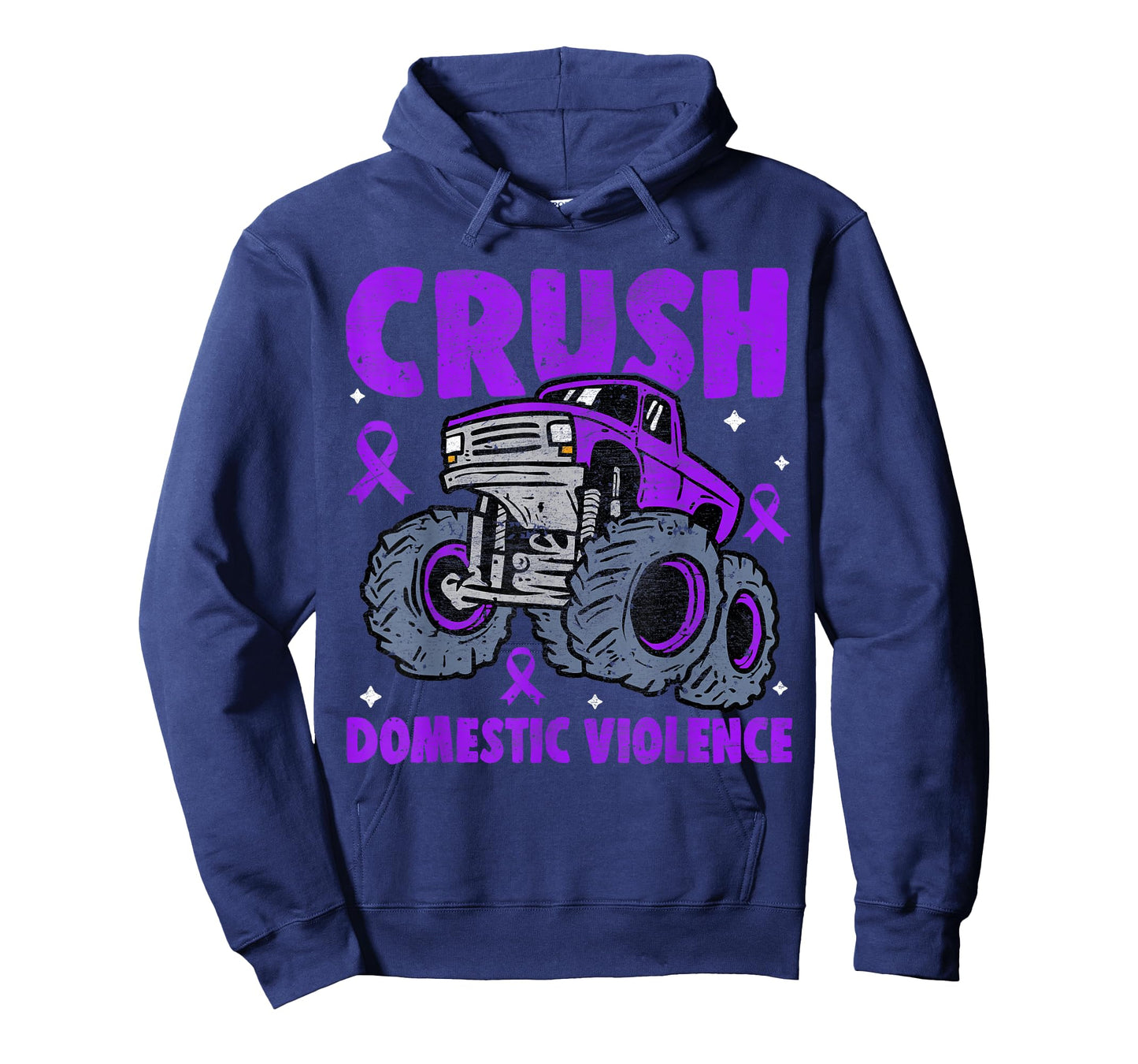 Crush Domestic Violence Awareness Monster Truck Purple Kids T-Shirt