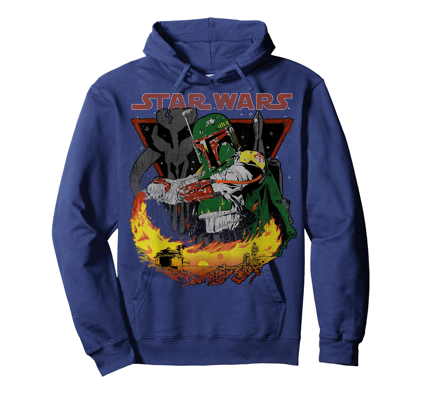Star Wars Boba Fett Tatooine Flame Retro Poster T-Shirt