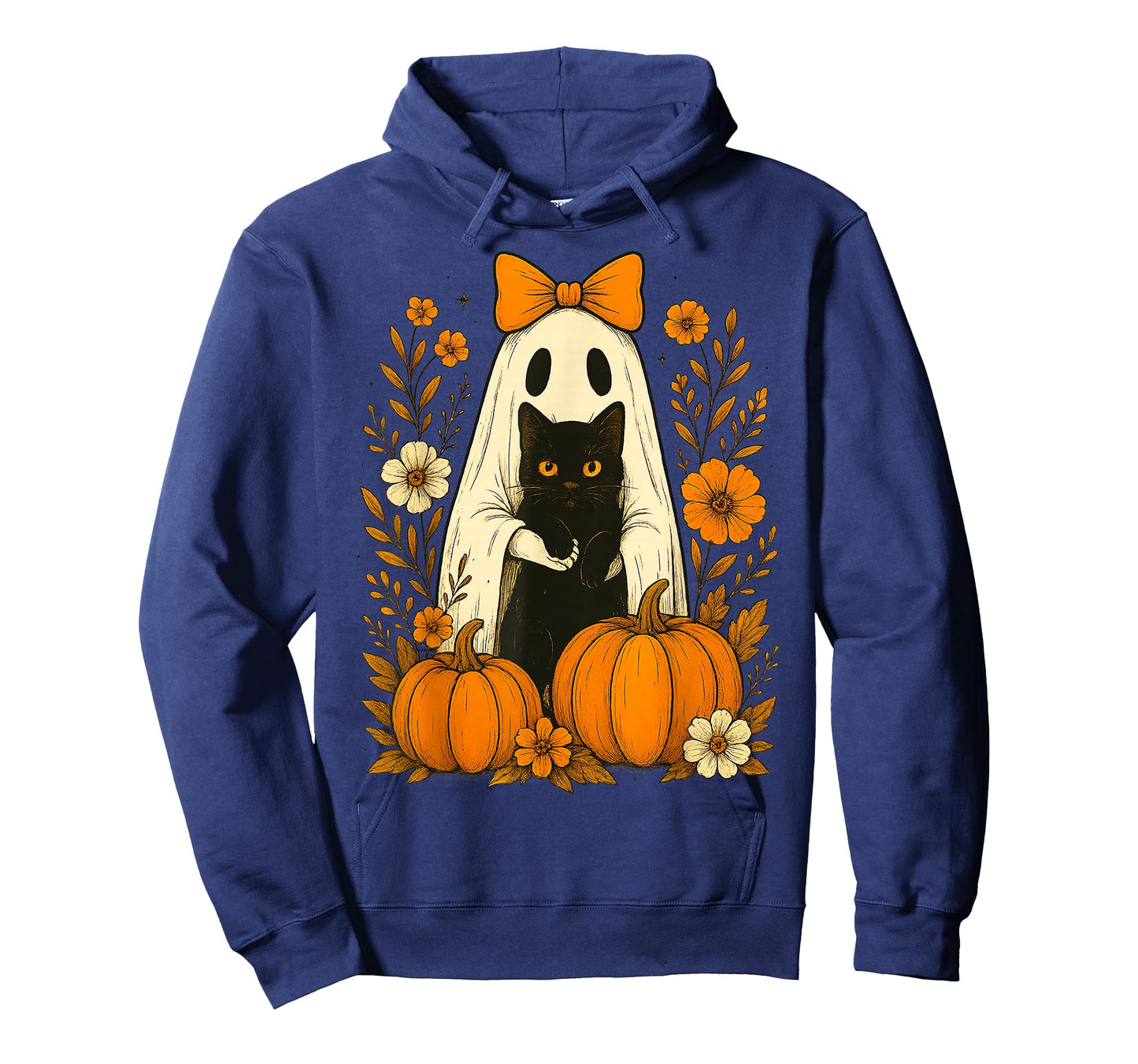 Cute Ghost Black Cat Halloween Pumpkin Groovy Floral Gifts T-Shirt