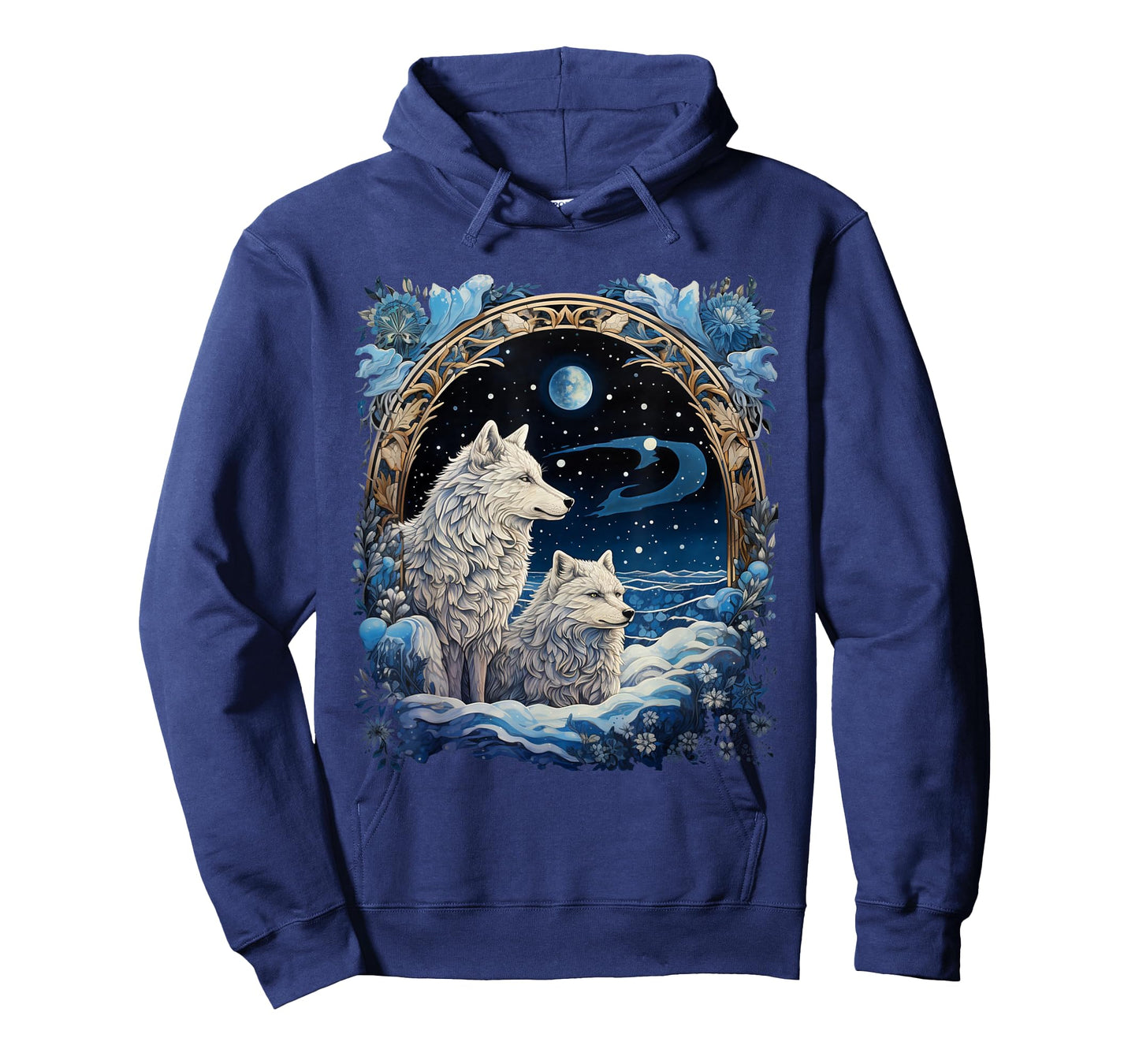 Winter Wolves Peaceful Snowscape Portrait Art Noveau T-Shirt