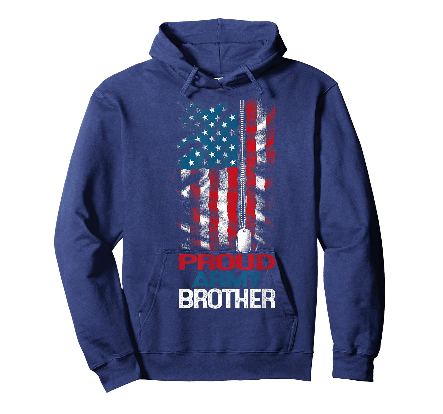Proud Army Brother US Flag and America Dog Tag Military Boy T-Shirt
