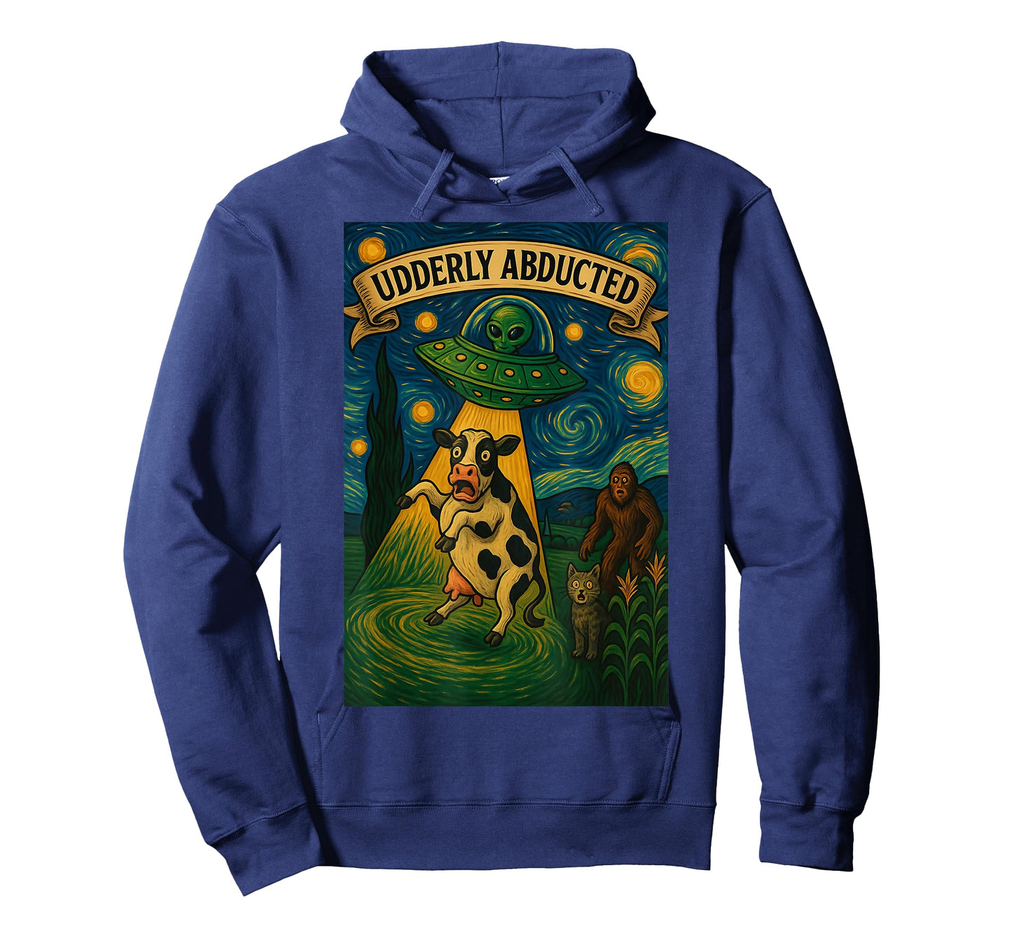 Alien Cow Abduction Bigfoot UFO Van Gogh T-Shirt
