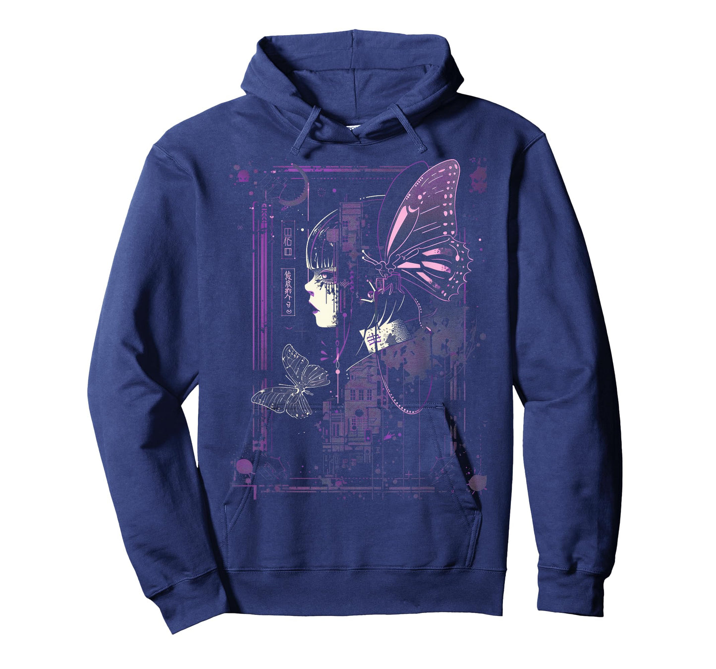 Anime Japanese Goth Cyberpunk City Butterfly Art Fantasy T-Shirt
