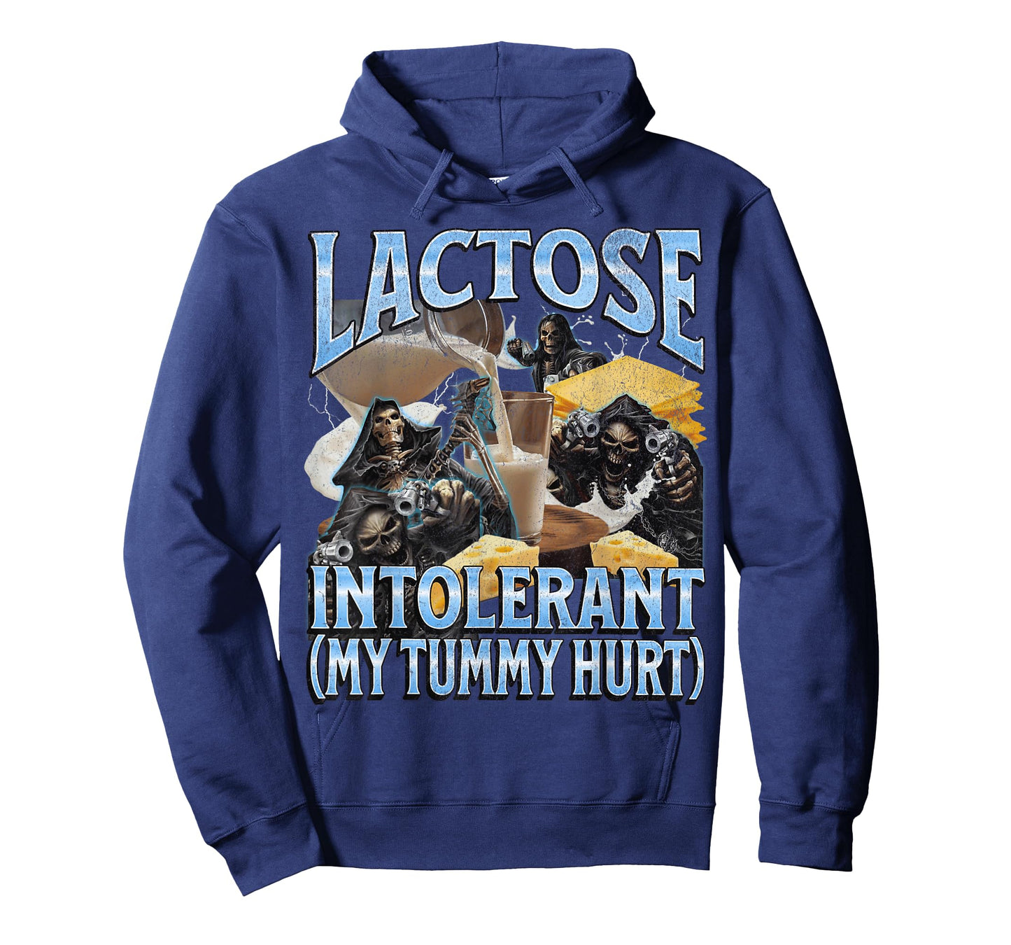 Lactose Intolerant My Tummy Hurt Funny Hard Skeleton Meme T-Shirt