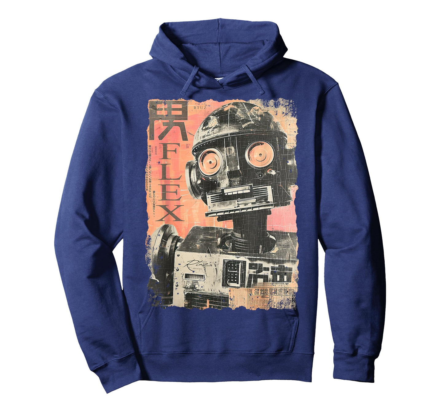 RTUZ Hip Hop Y2K Vintage Hipster Edgy Urban Streetwear Robot T-Shirt - Black, Small