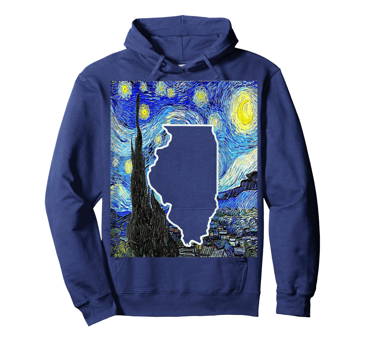 State Of Illinois Starry Night Illinois Map Illinoisan T-Shirt