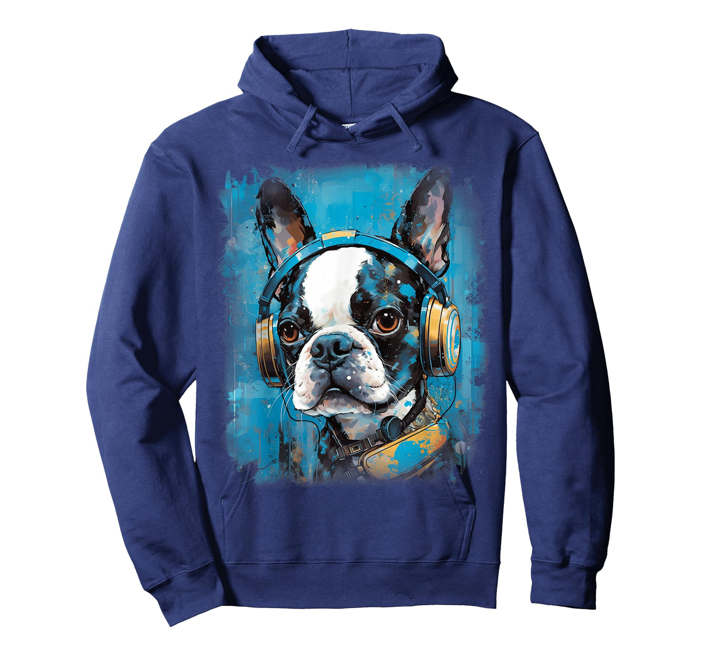 Rave EDM Boston Terrier Dog Headphone T-Shirt for Men Women Kids