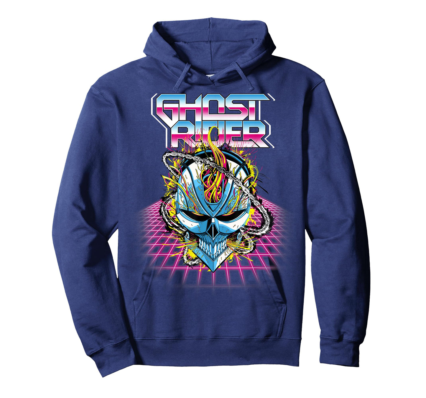 Marvel Ghost Rider Super 80s Retro Neon Grid Graphic T-Shirt T-Shirt