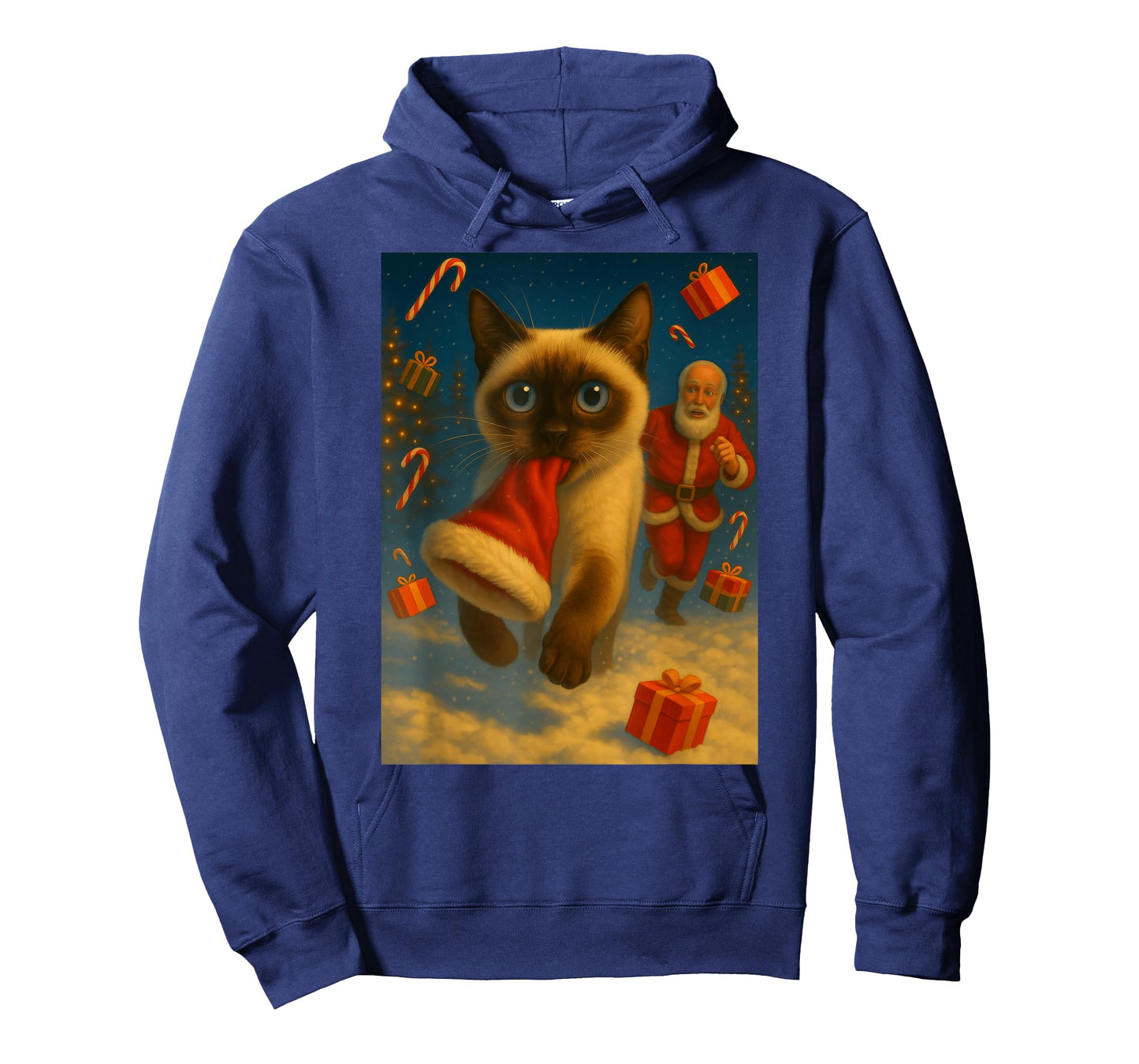 Christmas Santa Sleigh Siamese Cat Selfie Xmas Meme T-Shirt