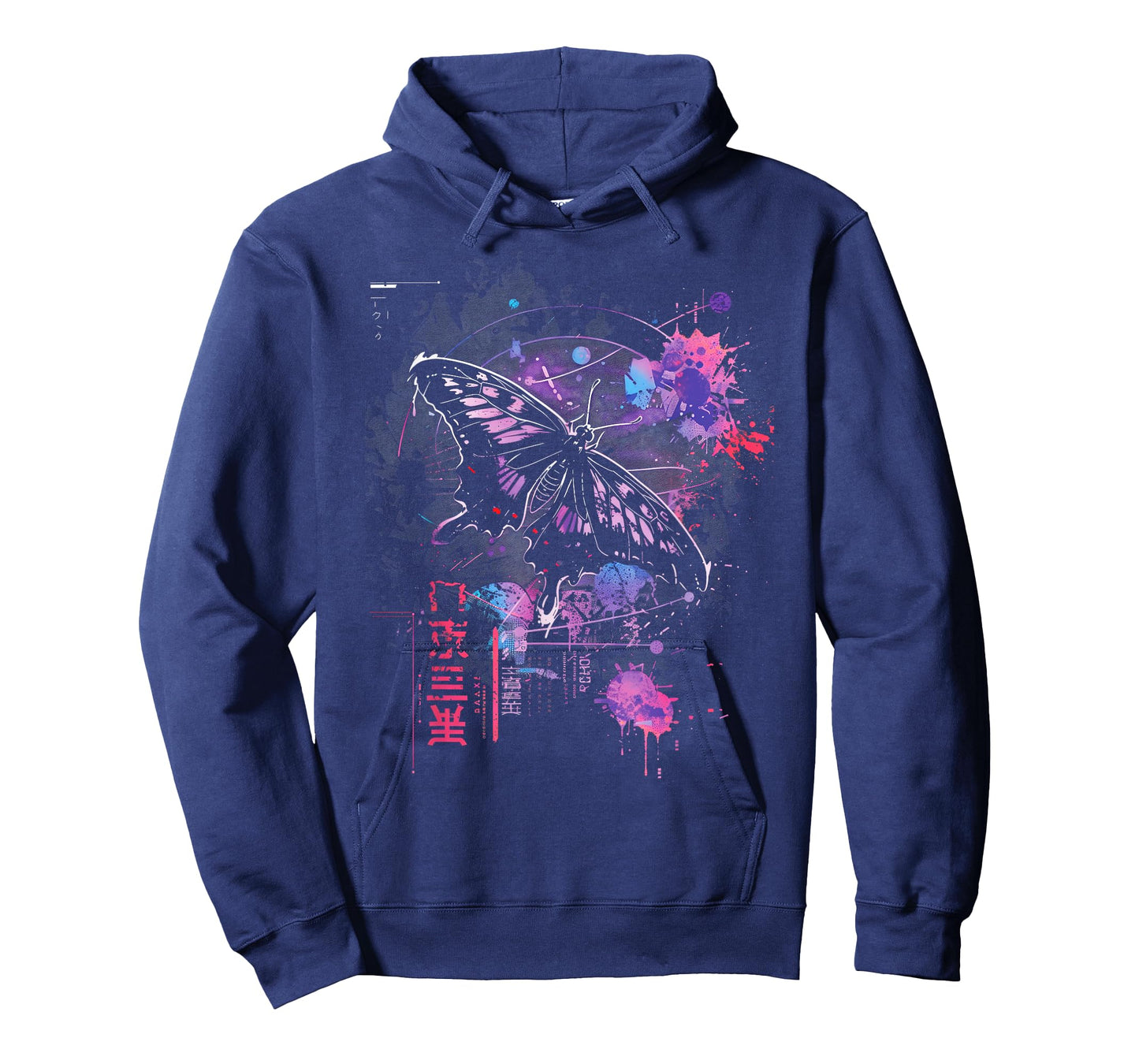 Anime Japanese Goth Cyberpunk City Butterfly Abstract Art T-Shirt