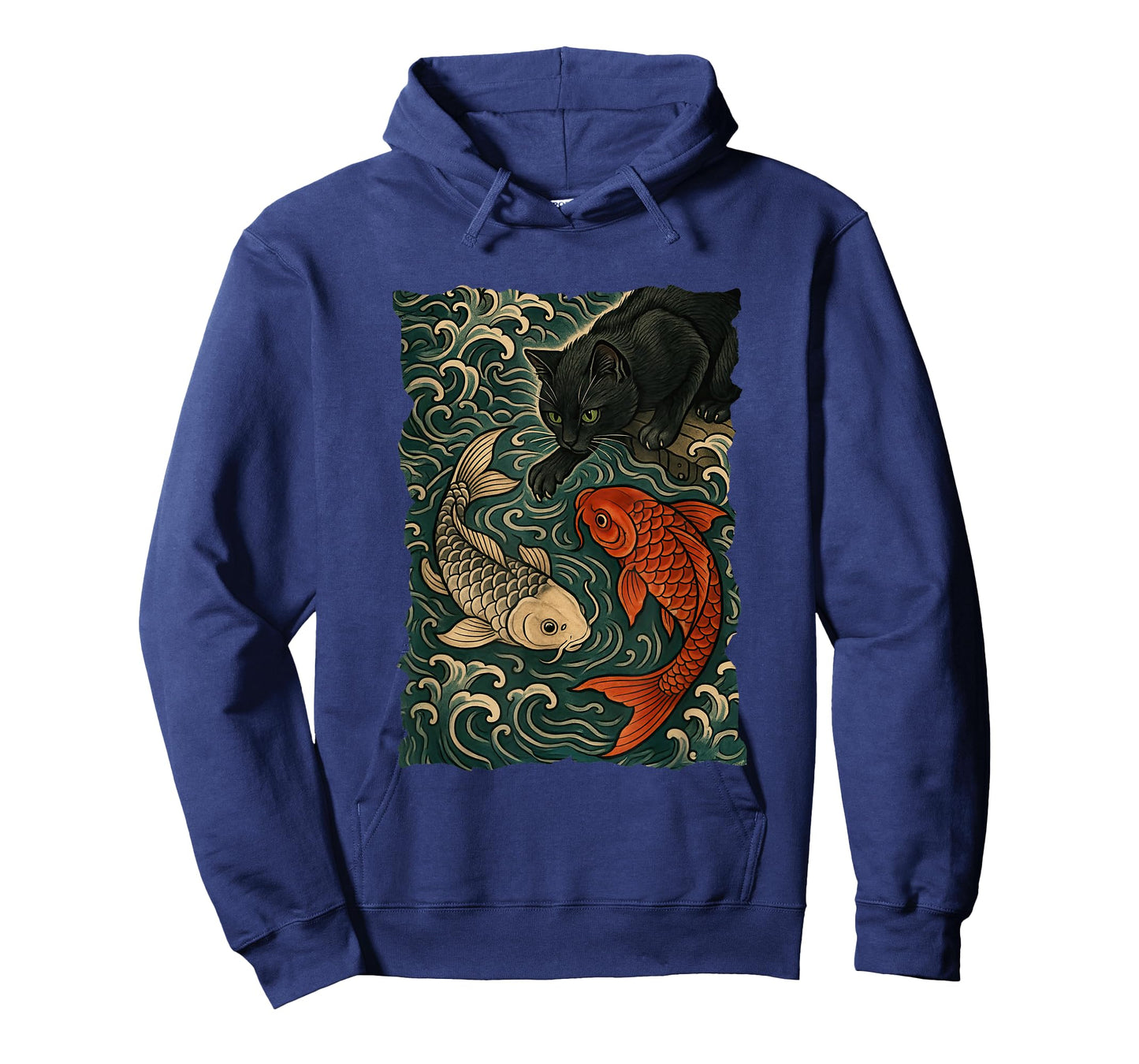 Cat Graphic Tee Women Men Funny Yin Yang Fish Japanese Art T-Shirt