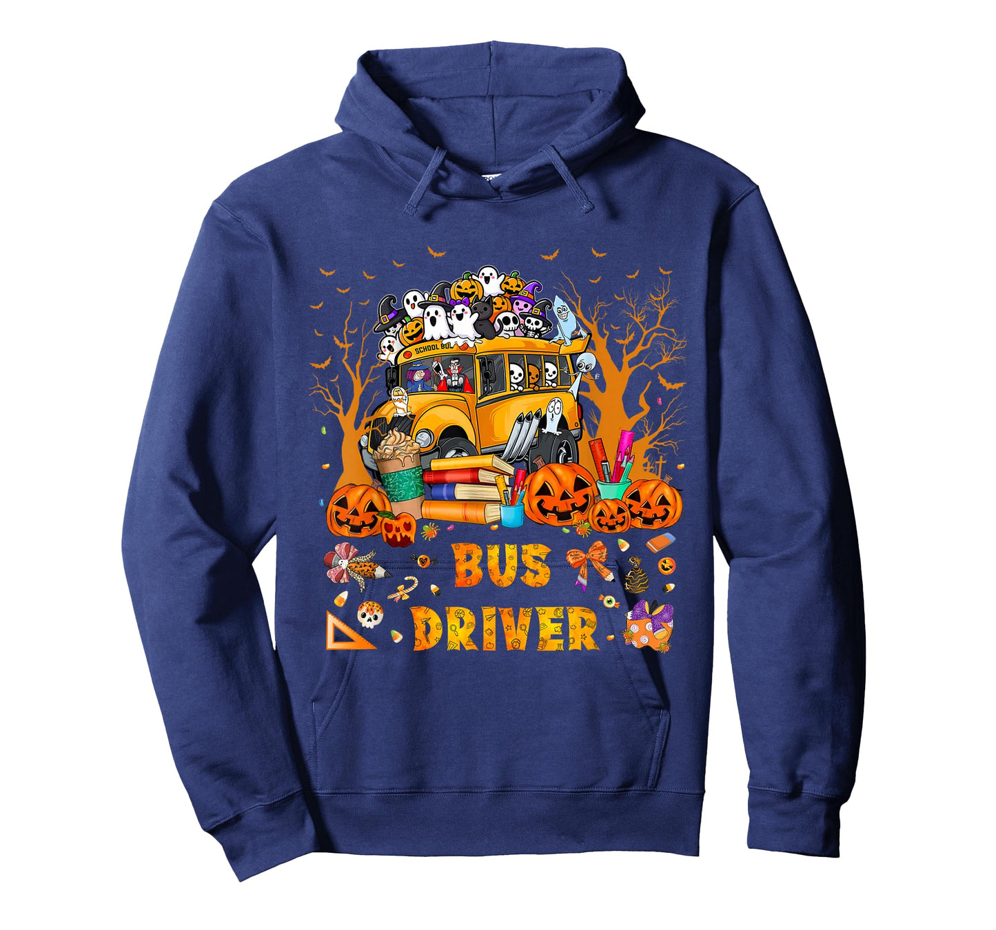School Bus Driver Pumpkin Season Skeleton Fall Halloween T-Shirt