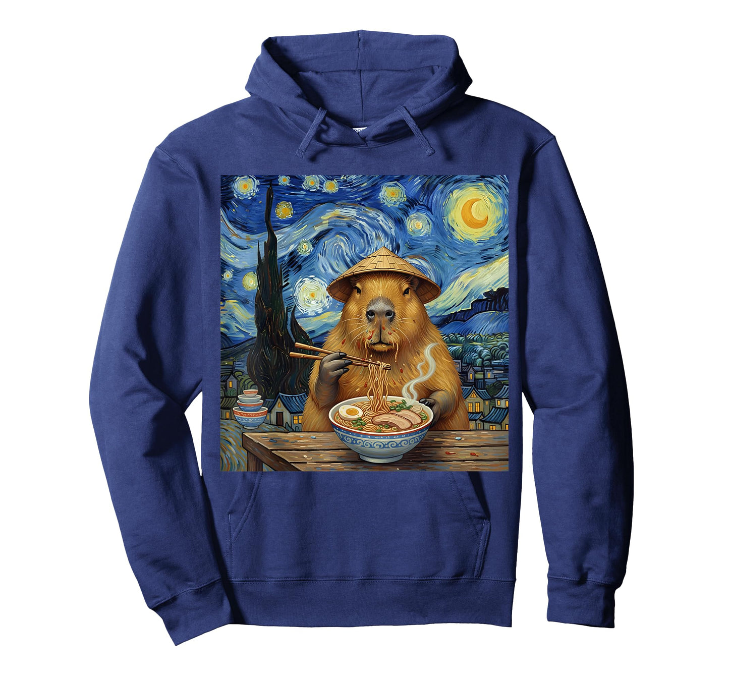 Capybara Eating Ramen Van Gogh Style Art Men Women Kids T-Shirt