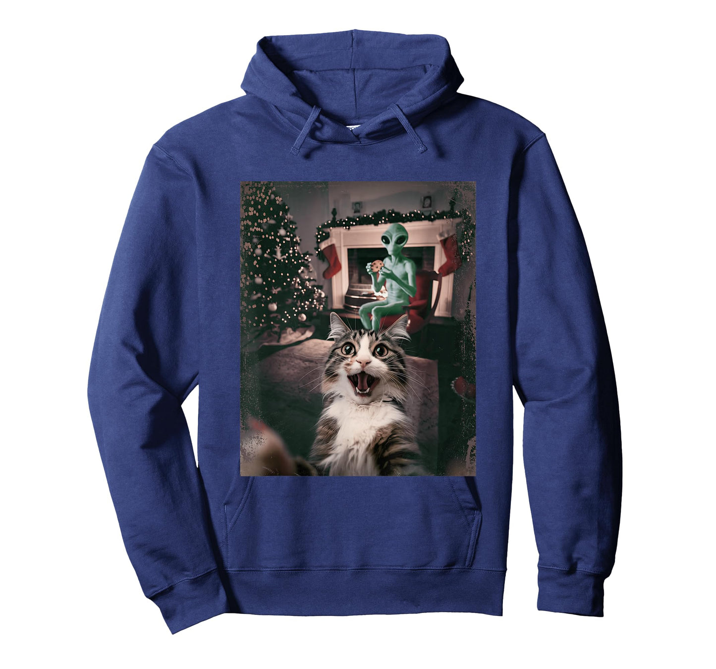 Funny Xmas Cat Selfie Alien Ugly Sweater Christmas Outfit T-Shirt