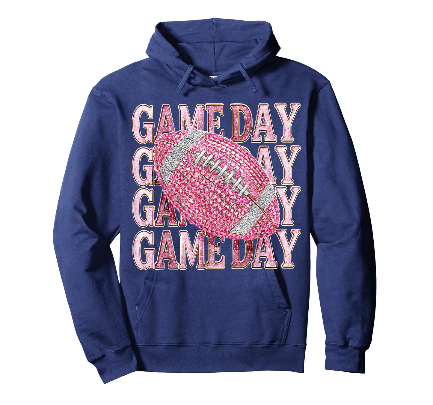 Pink Sparkle Game Day Football Mom Team Girls Women Black T-Shirt